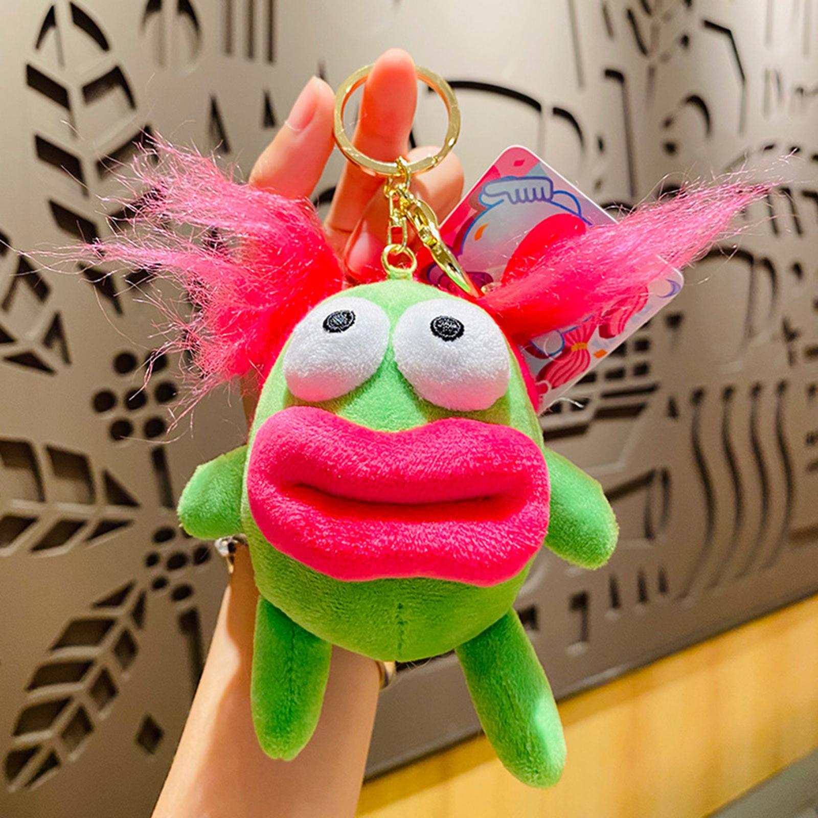 Plush Doll Keychain Stuffed Animal Key Pendant for Graduation Backpack Purse Green