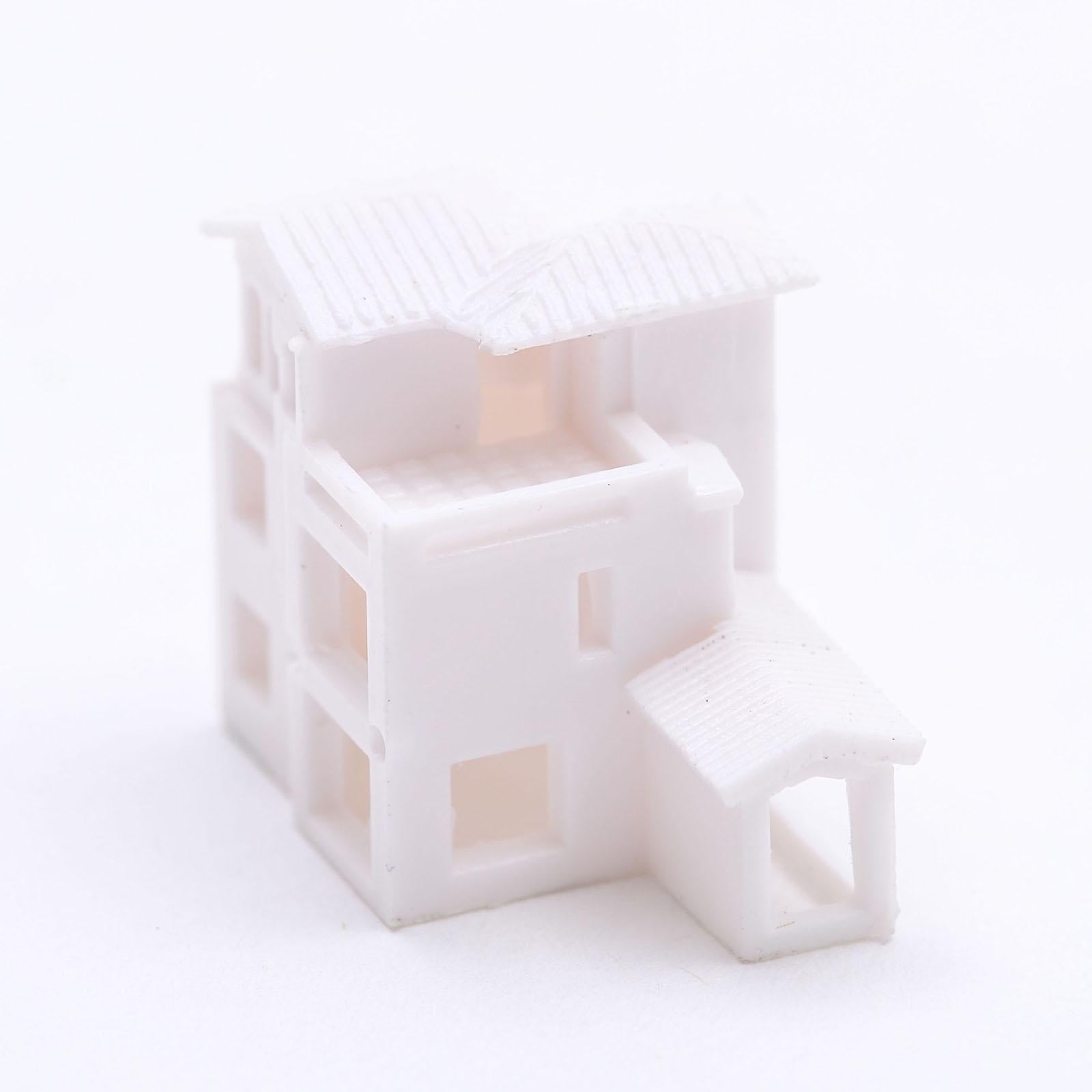 Miniature Unpainted House Landscape Railway Train 1:500 Dollhouse Decoration Style B