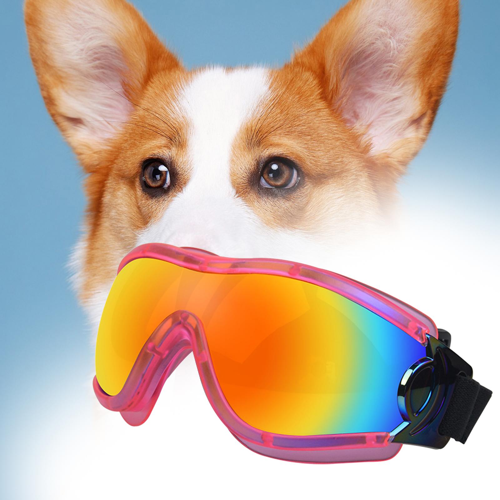 Dog Sunglasses Sun Protection for Medium Dog Windproof Dustproof Dog Goggles pink red
