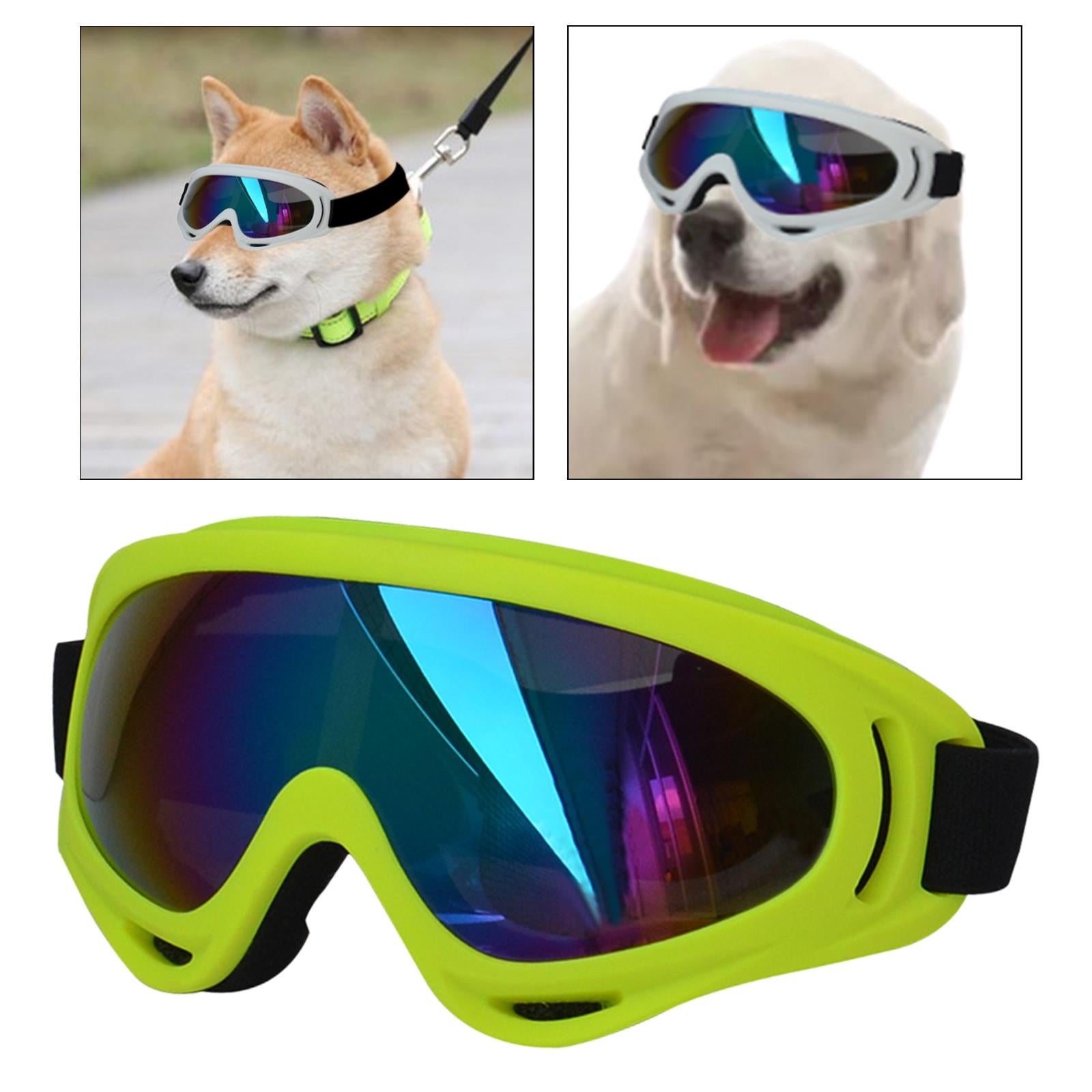 Dog Glasses with Adjustable Strap Windproof Sun Glasses Eye Wear Pet Glasses Yellow
