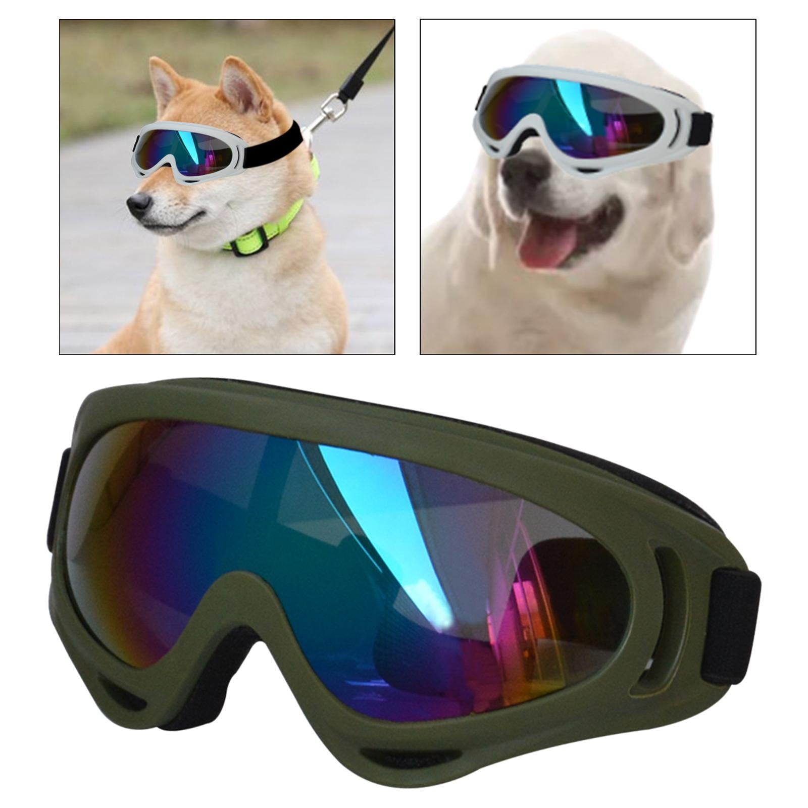 Dog Glasses with Adjustable Strap Windproof Sun Glasses Eye Wear Pet Glasses Green