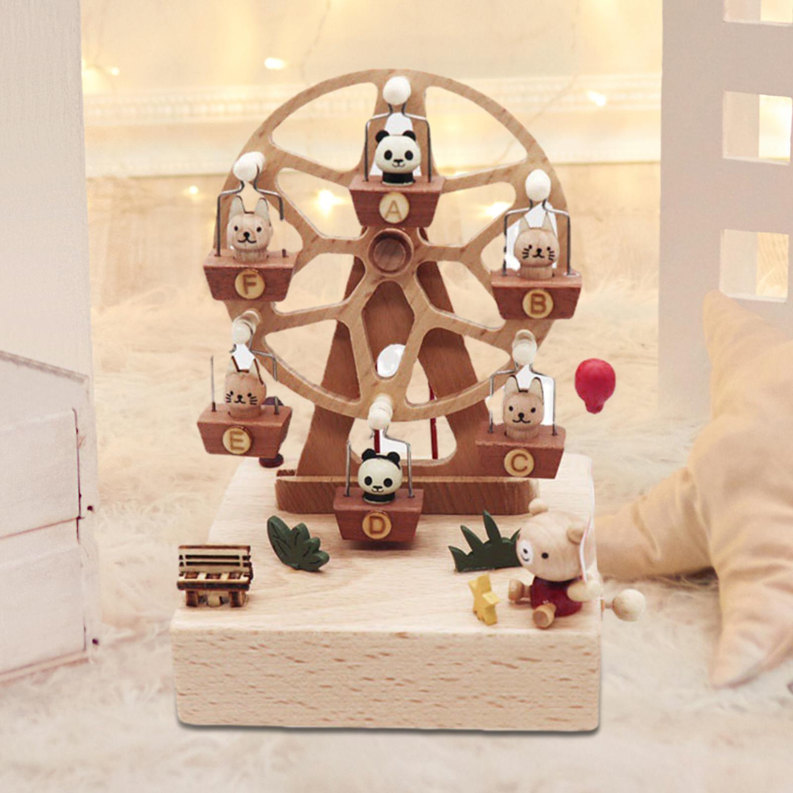 Windmill Music Box Ornament Plays Castle in The Sky" Wooden Wheel Music Box"