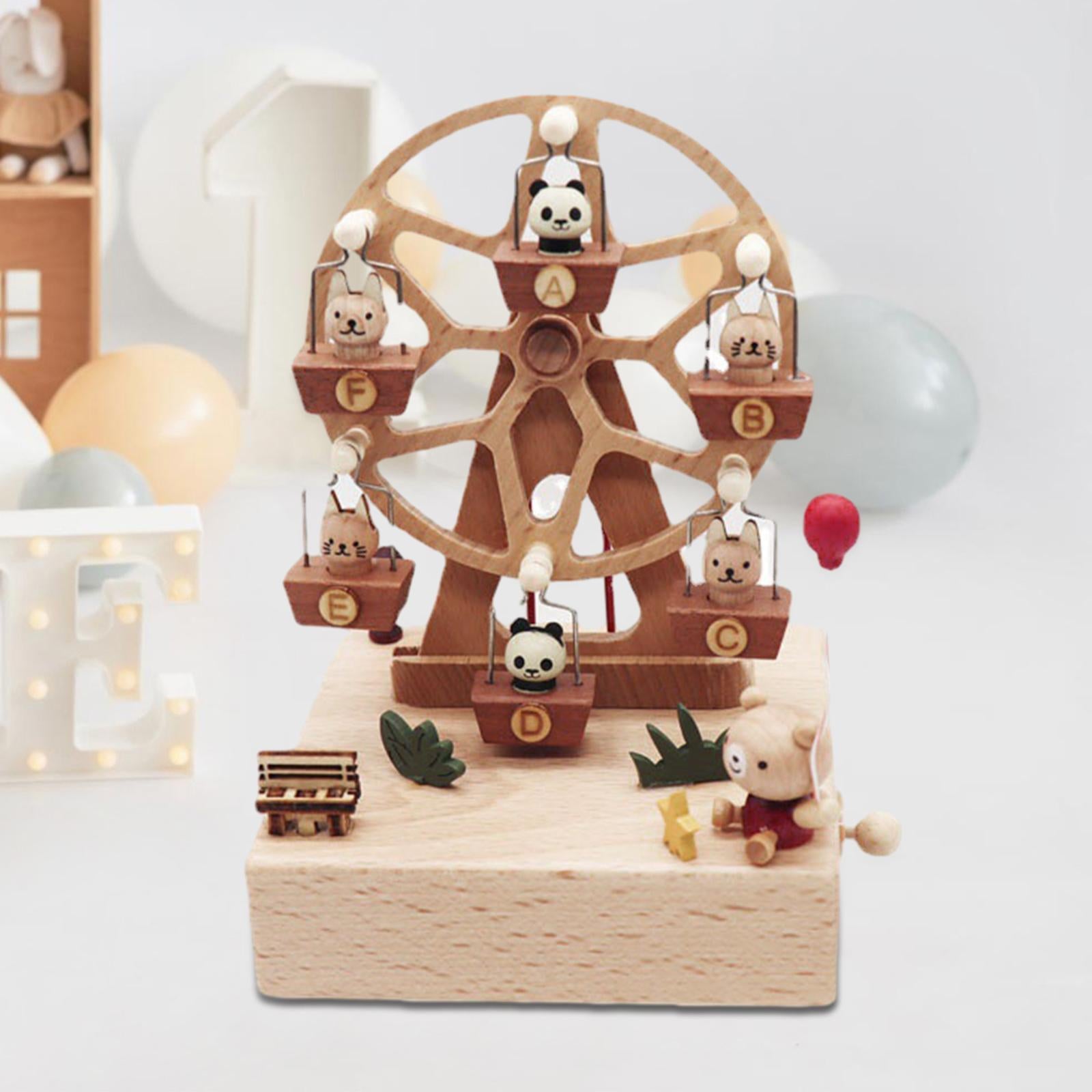 Windmill Music Box Ornament Plays Castle in The Sky" Wooden Wheel Music Box"