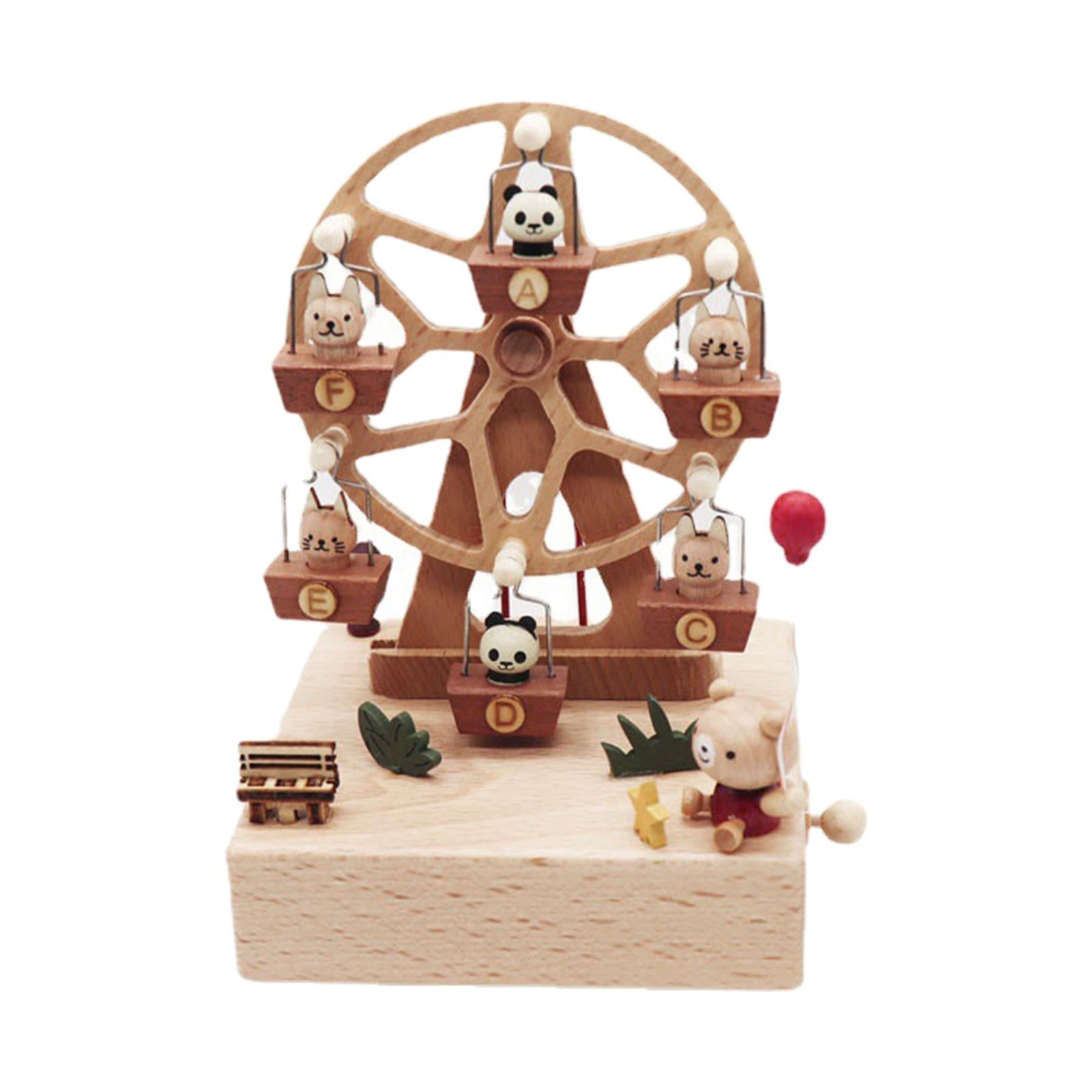 Windmill Music Box Ornament Plays Castle in The Sky" Wooden Wheel Music Box"
