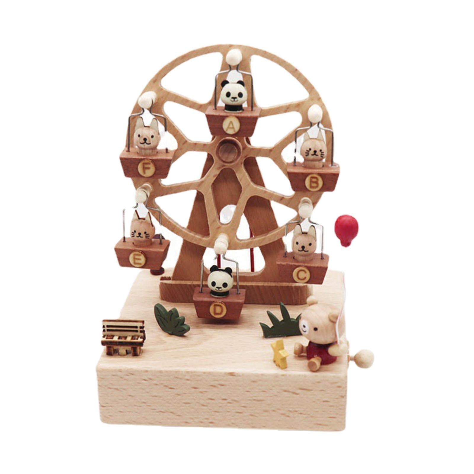 Windmill Music Box Ornament Plays Castle in The Sky" Wooden Wheel Music Box"