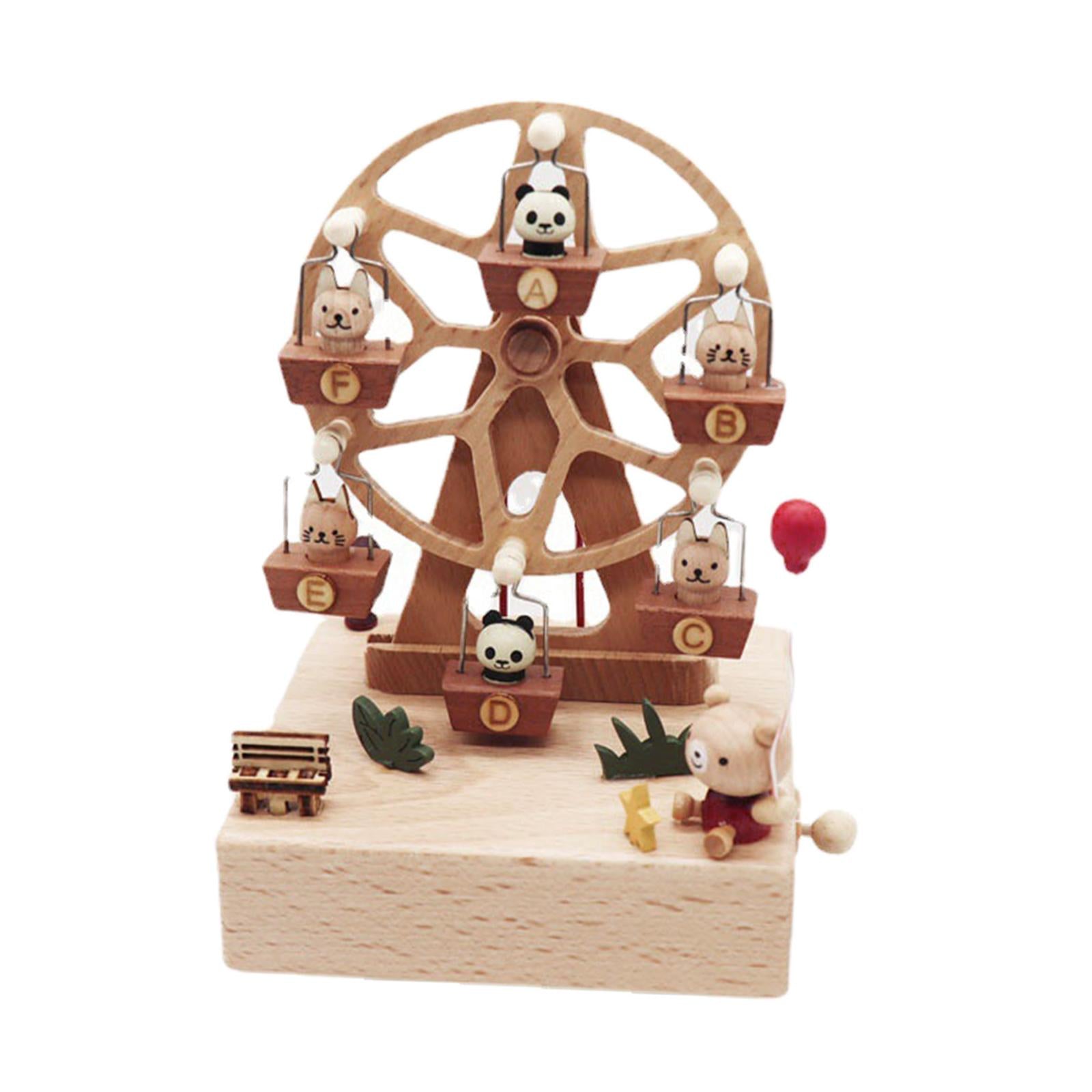 Windmill Music Box Ornament Plays Castle in The Sky" Wooden Wheel Music Box"