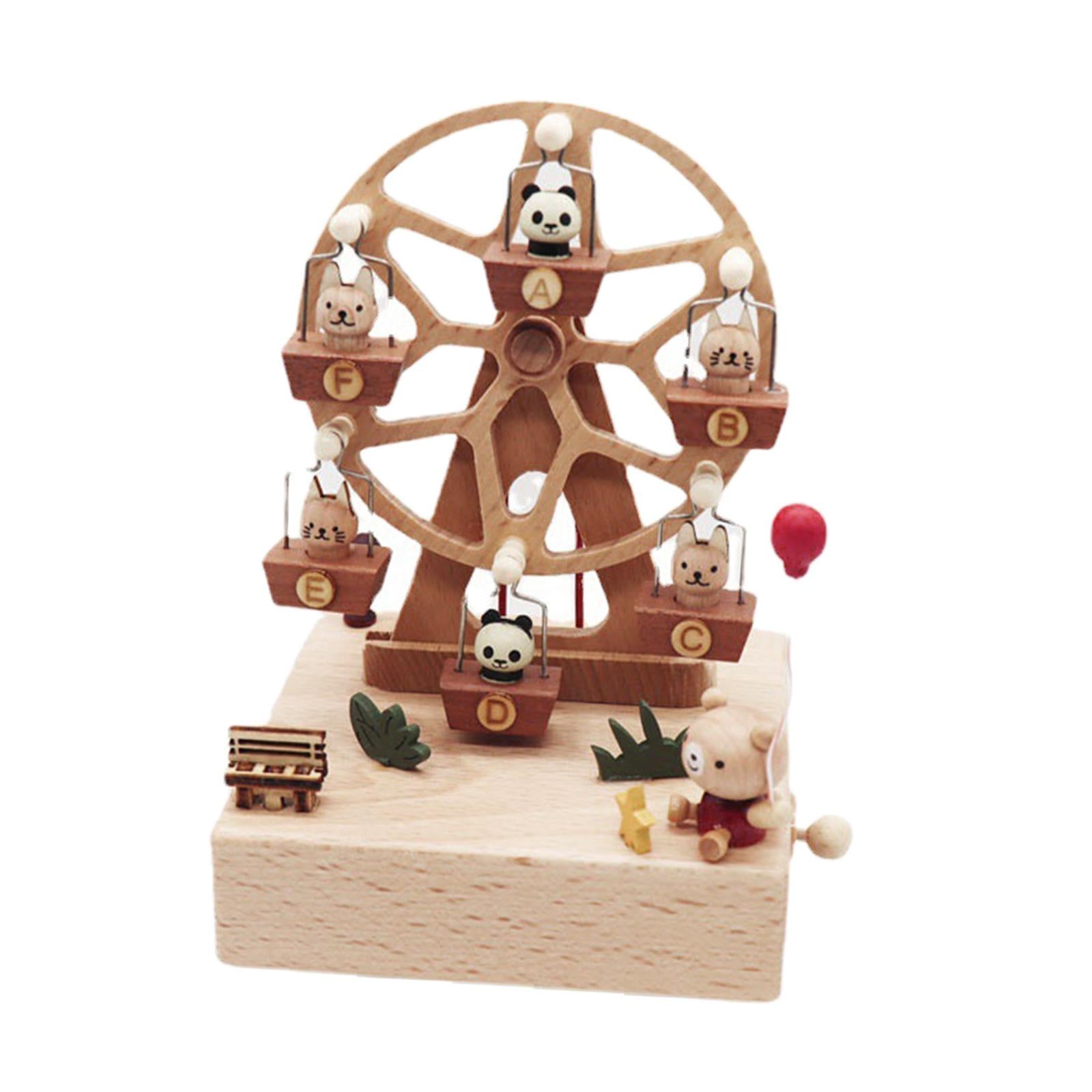 Windmill Music Box Ornament Plays Castle in The Sky" Wooden Wheel Music Box"