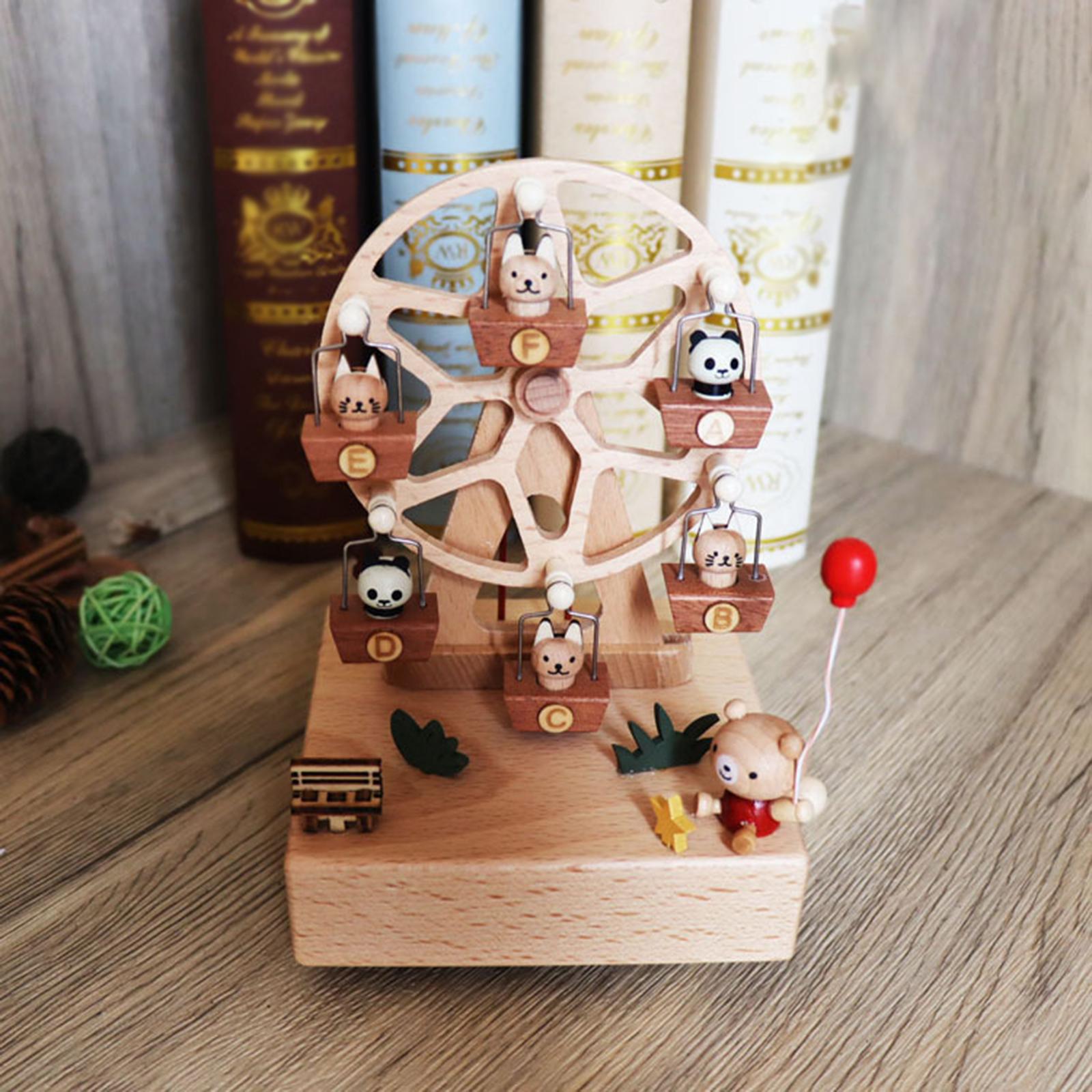 Windmill Music Box Ornament Plays Castle in The Sky" Wooden Wheel Music Box"
