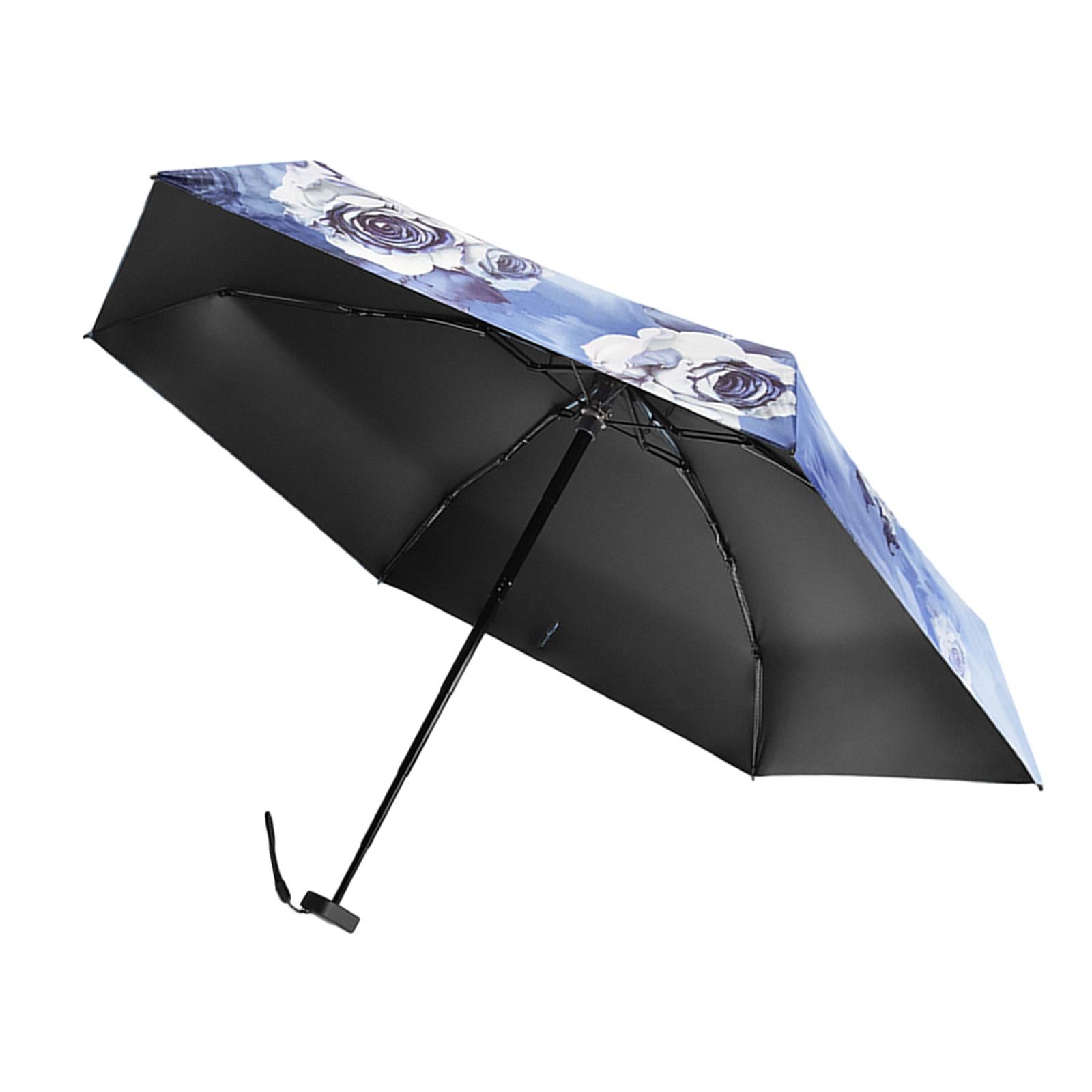 Mini Umbrella Creative Waterproof Rain Umbrella for Backpacking Outdoor Travel Light blue