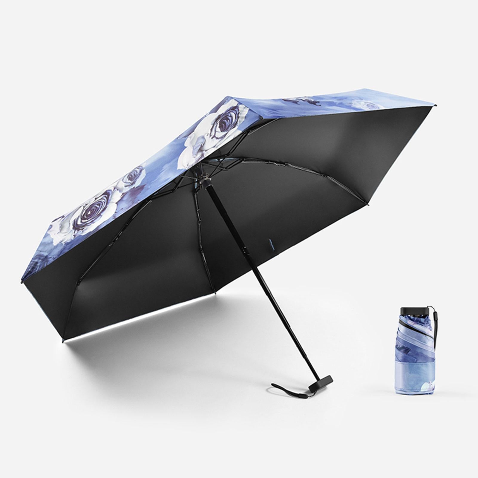 Mini Umbrella Creative Waterproof Rain Umbrella for Backpacking Outdoor Travel Light blue