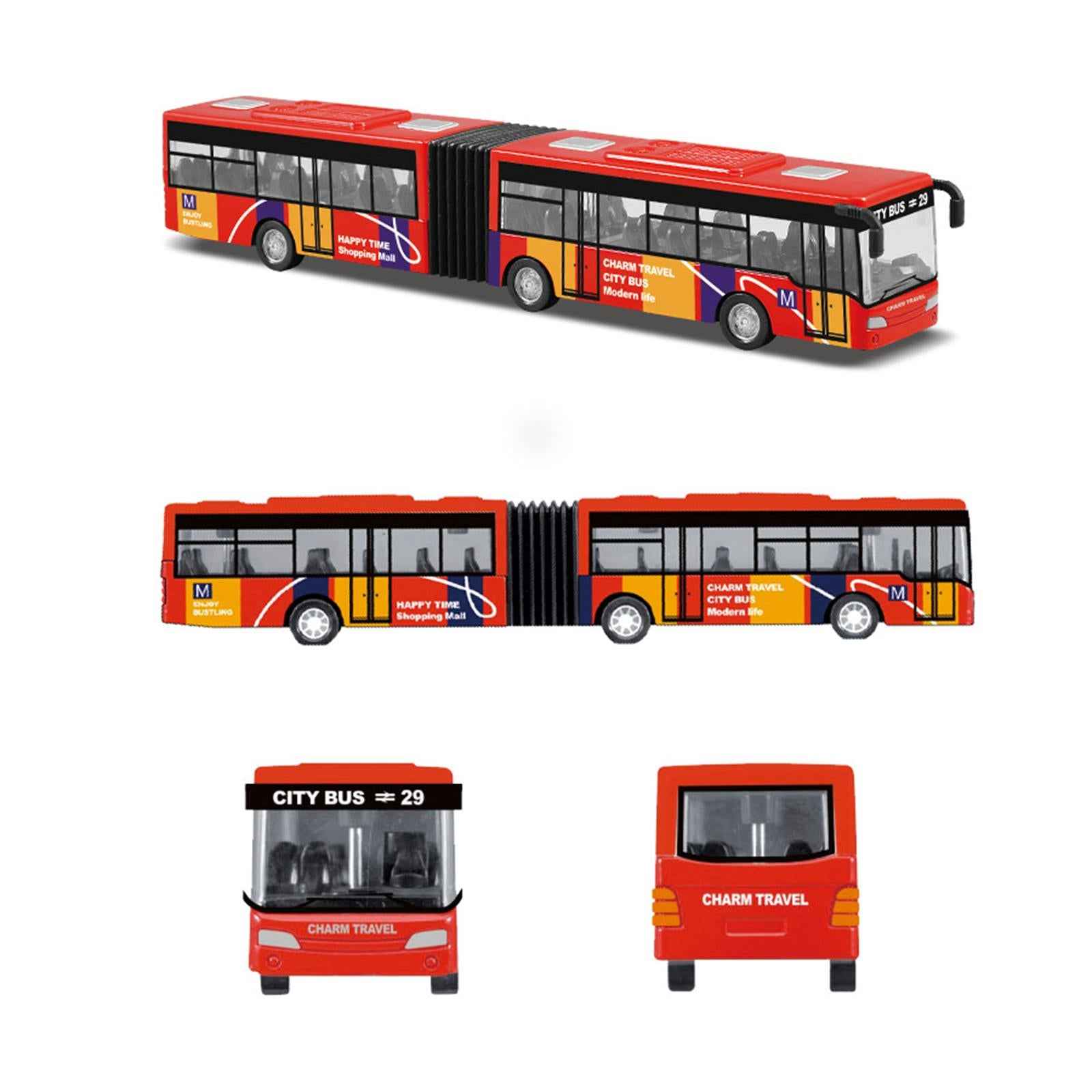 Pull Back Long Bus Model Alloy Alloy Pull Back Bus for Game Gifts Decoration red