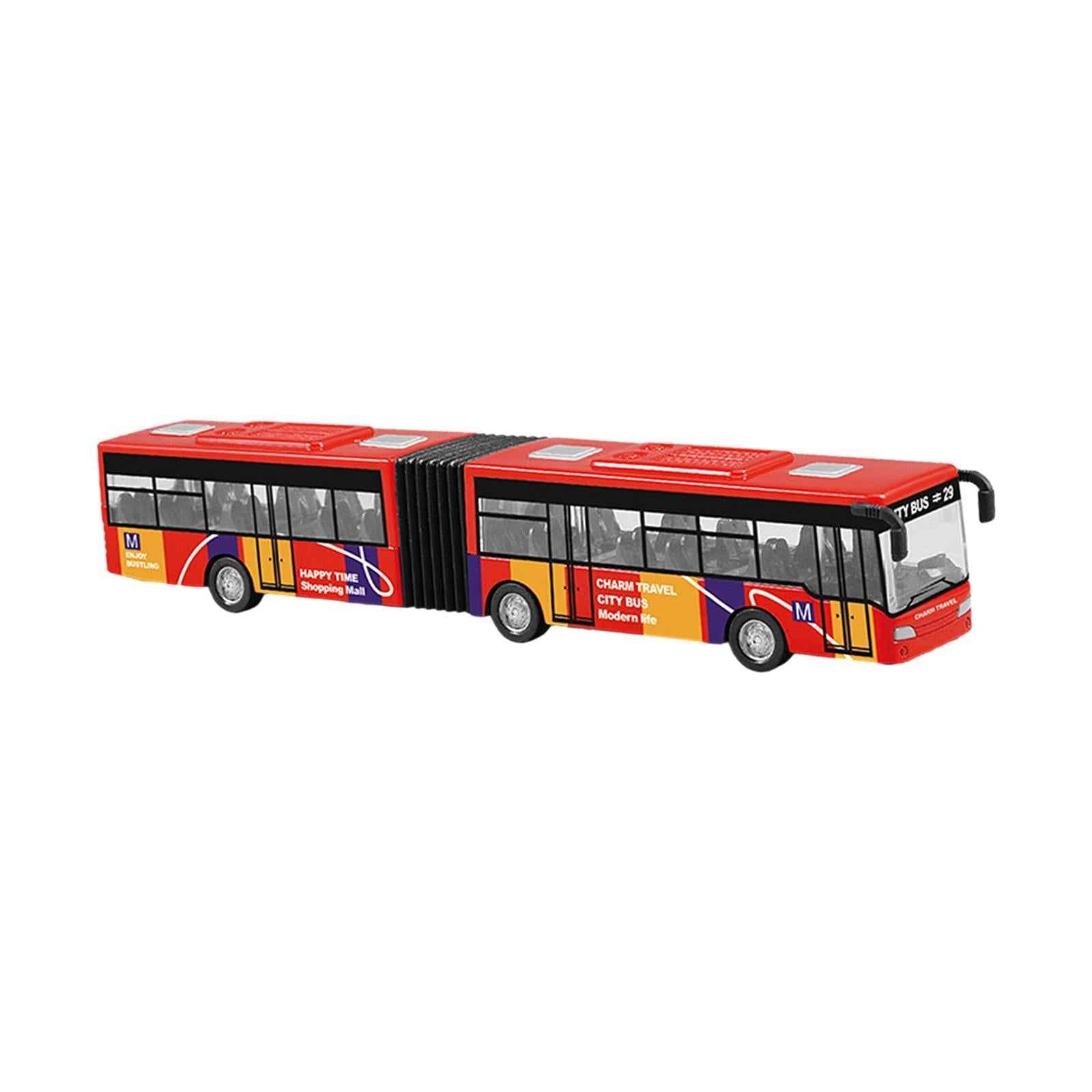 Pull Back Long Bus Model Alloy Alloy Pull Back Bus for Game Gifts Decoration red