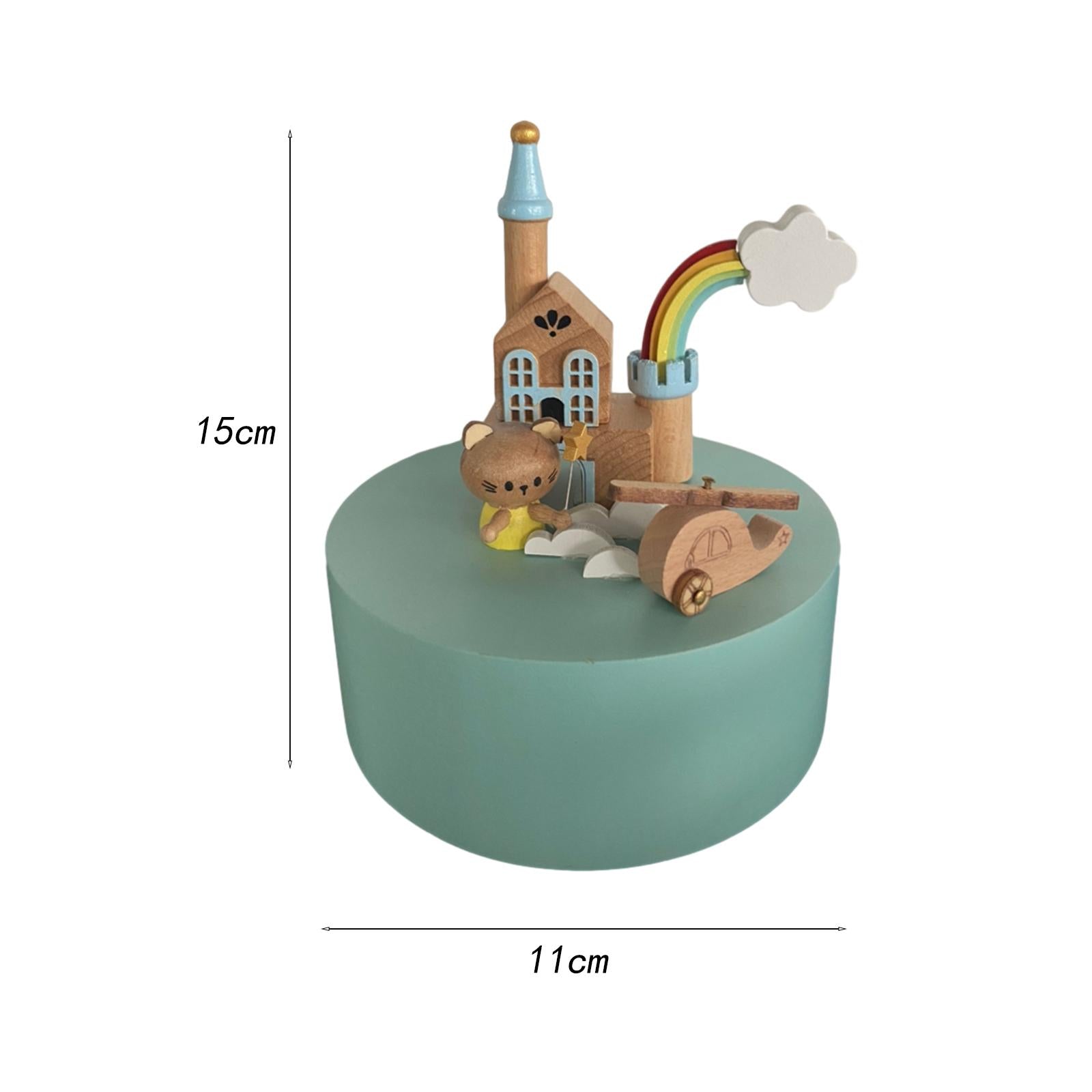Carousel Music Box Clockwork Wooden Musical Box for Valentine's Indoor Decor little rainbow