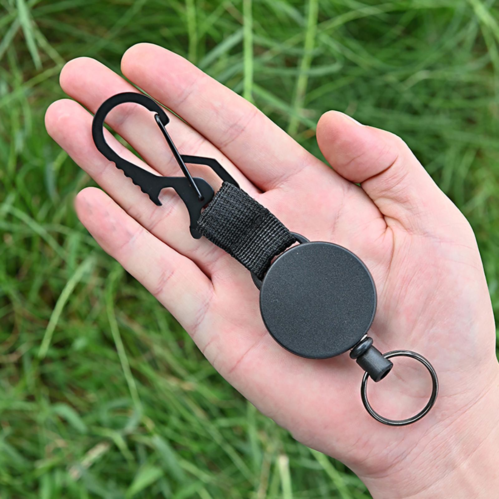 2xRetractable Keychain Carabiner for Mountaineering Camping Outdoor Activities