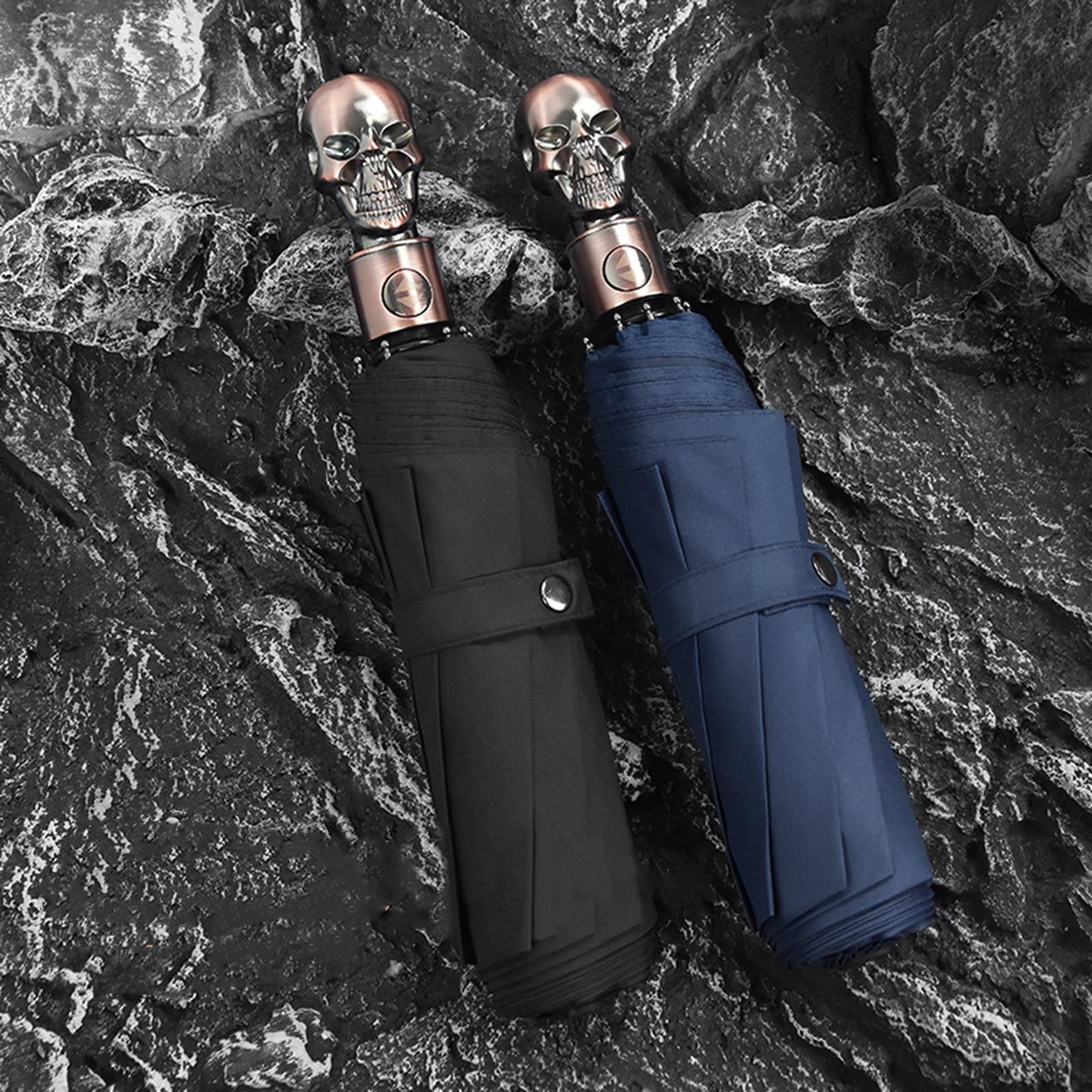 Skull Folding Umbrella Umbrella for Sun Rain for Summer Beach Travel Outdoor black