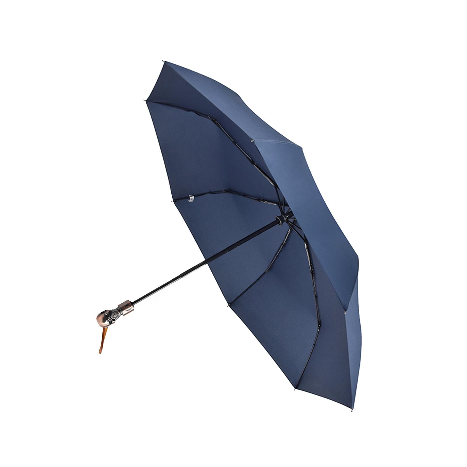 Skull Folding Umbrella Umbrella for Sun Rain for Summer Beach Travel Outdoor blue
