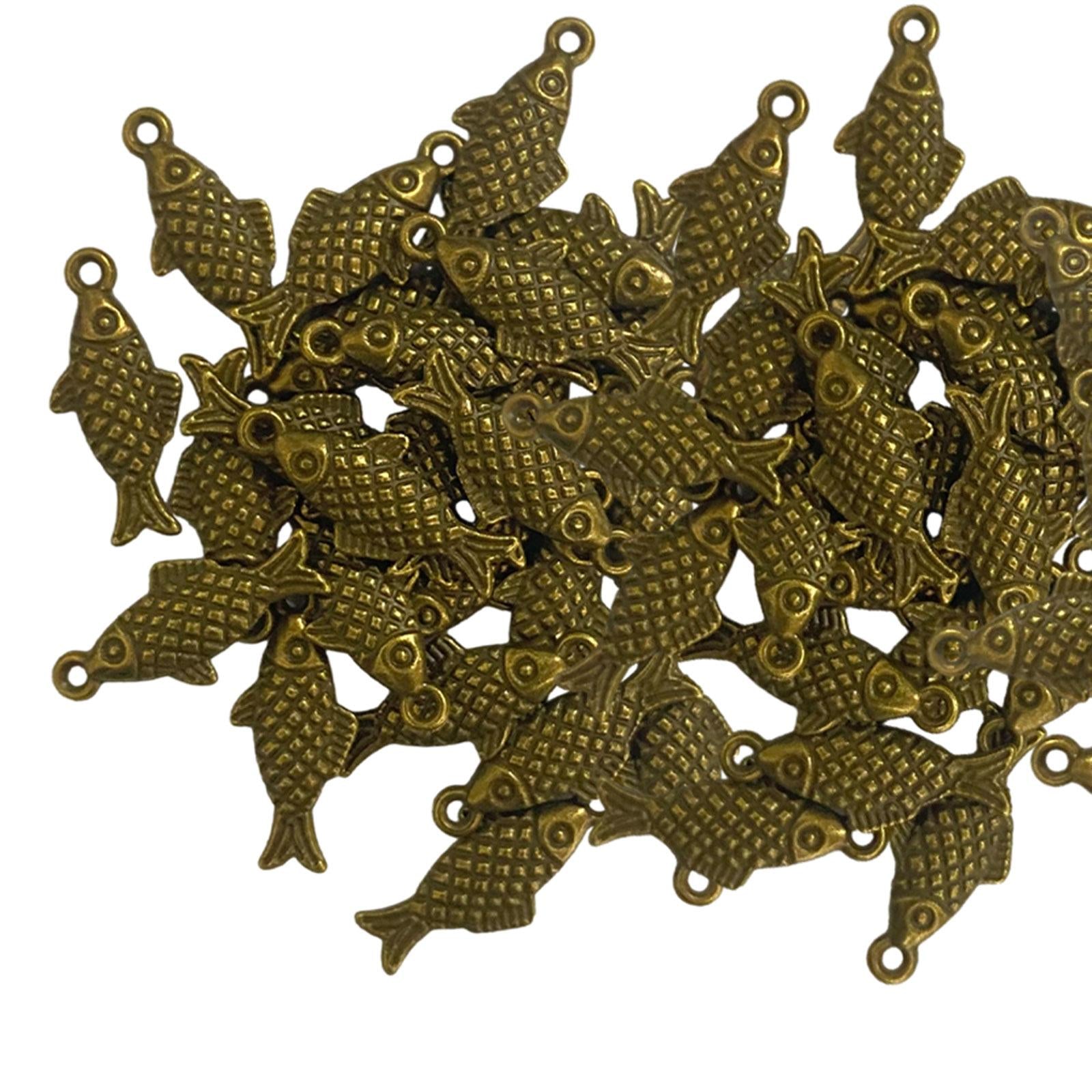 20 Pieces Animal Fish Charms for Handmade Crafts Anklets Bag Decoration bronze