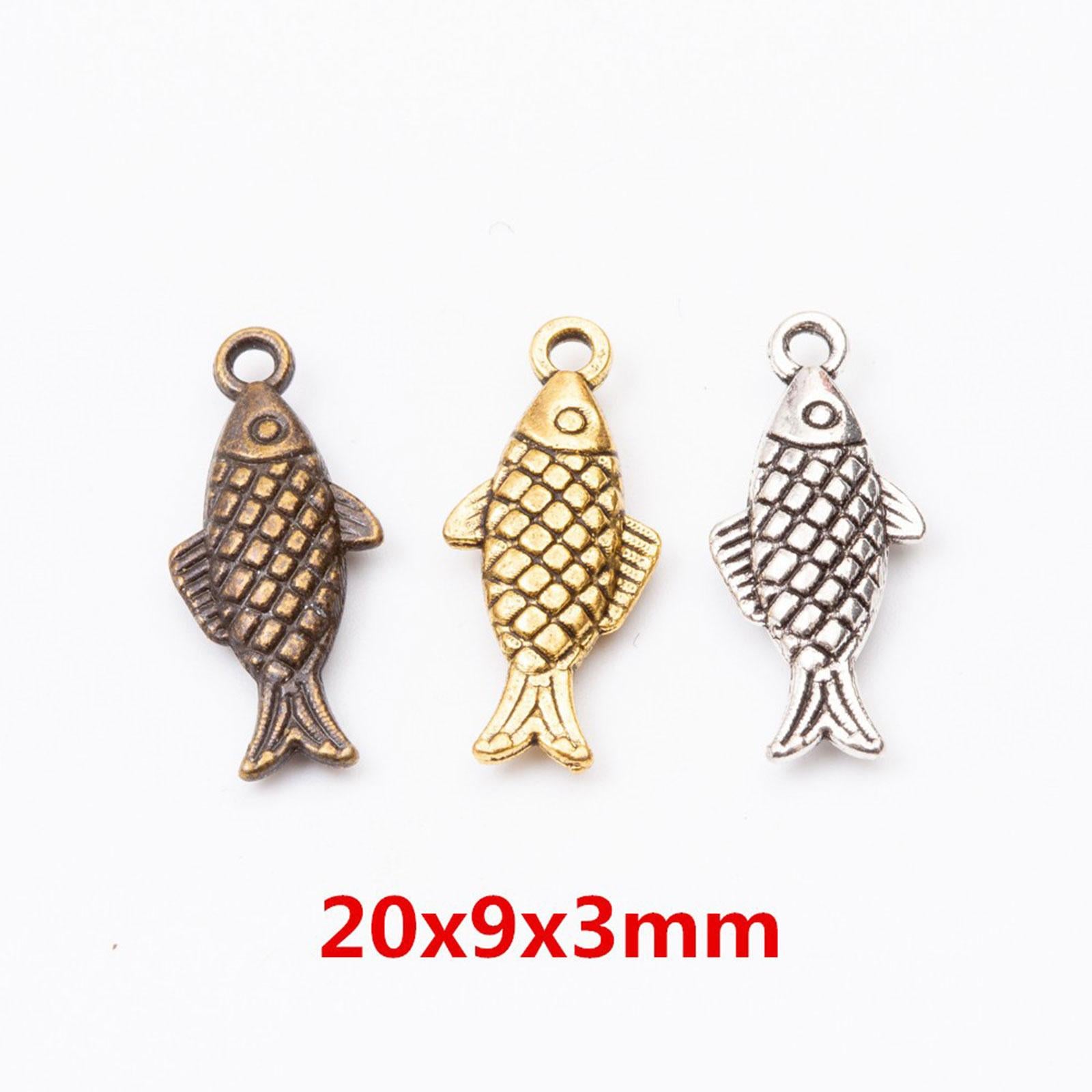 20 Pieces Animal Fish Charms for Handmade Crafts Anklets Bag Decoration bronze