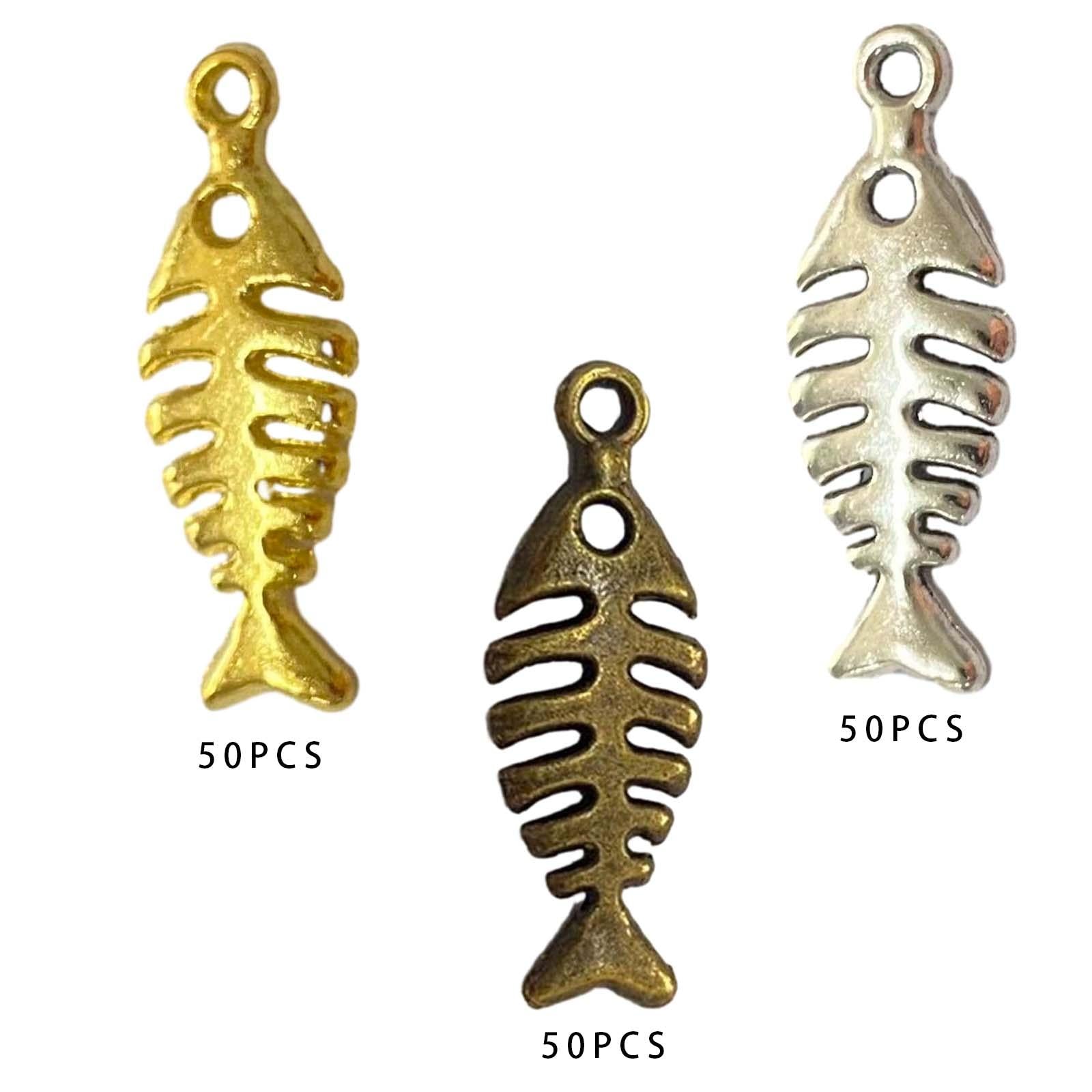 3x50Pcs Fish Charms Alloy Fish Pendant Charms for Earrings Necklace Accs Argent