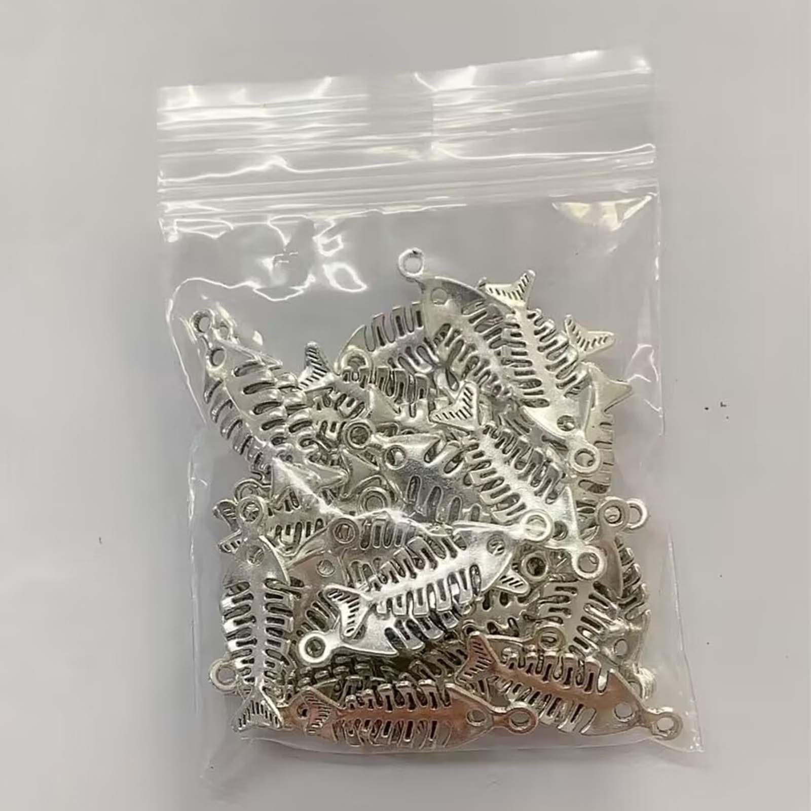 2x50Pcs Fish Charms Alloy Fish Pendant Charms for Earrings Necklace Accs Argent