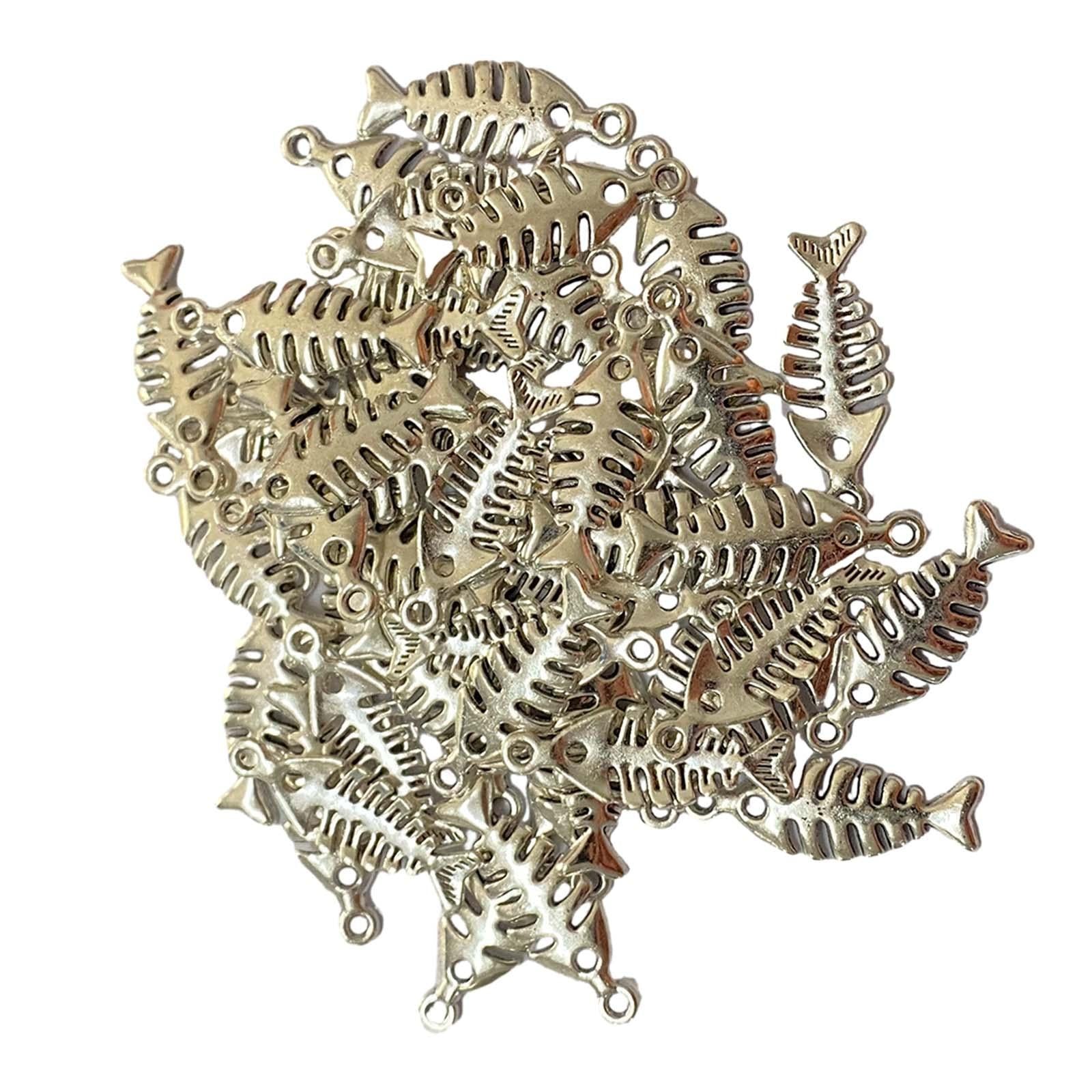 2x50Pcs Fish Charms Alloy Fish Pendant Charms for Earrings Necklace Accs Argent
