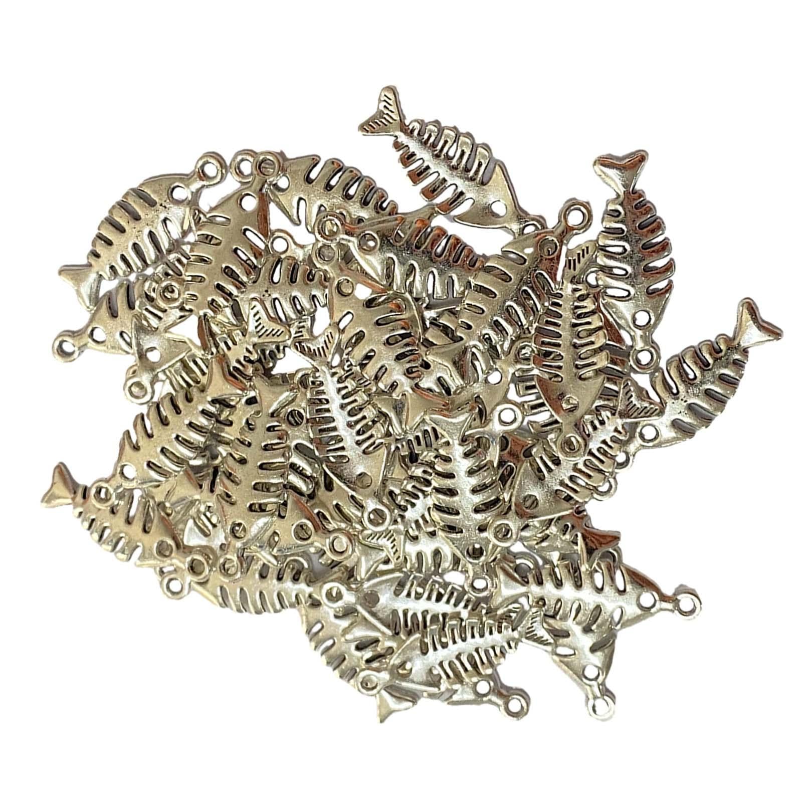 4x50Pcs Fish Charms Alloy Fish Pendant Charms for Earrings Necklace Accs Argent