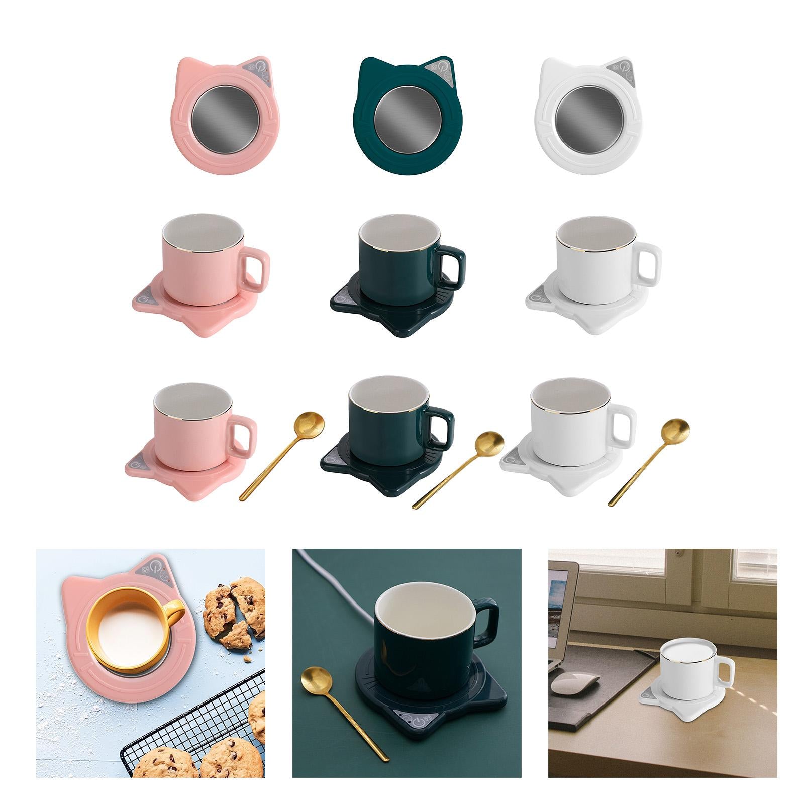 USB Warmer Coaster Button Cup Warmer for Travel Milk Tea Water Hot Chocolate pink