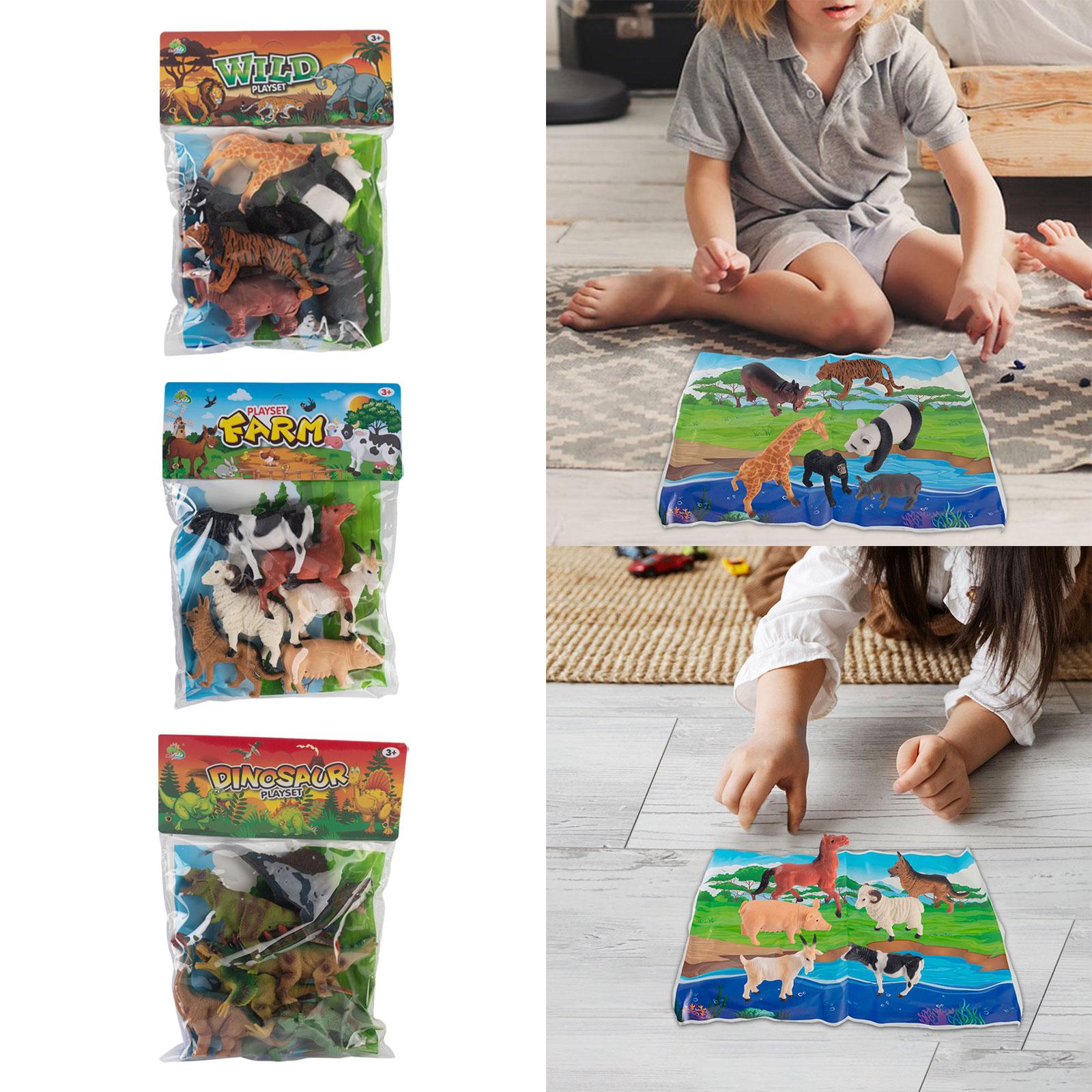 6x Realistic Animals Figures for Desktop Decor Educational Toys Party Favors Forest