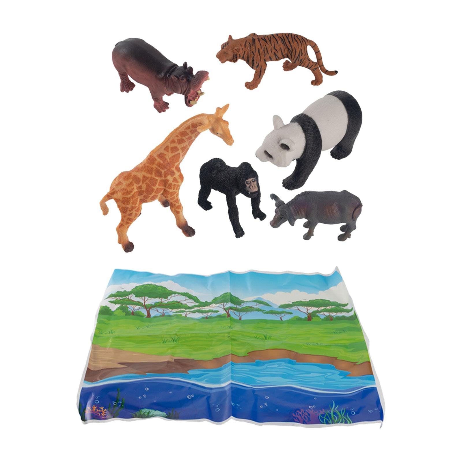 6x Realistic Animals Figures for Desktop Decor Educational Toys Party Favors Forest