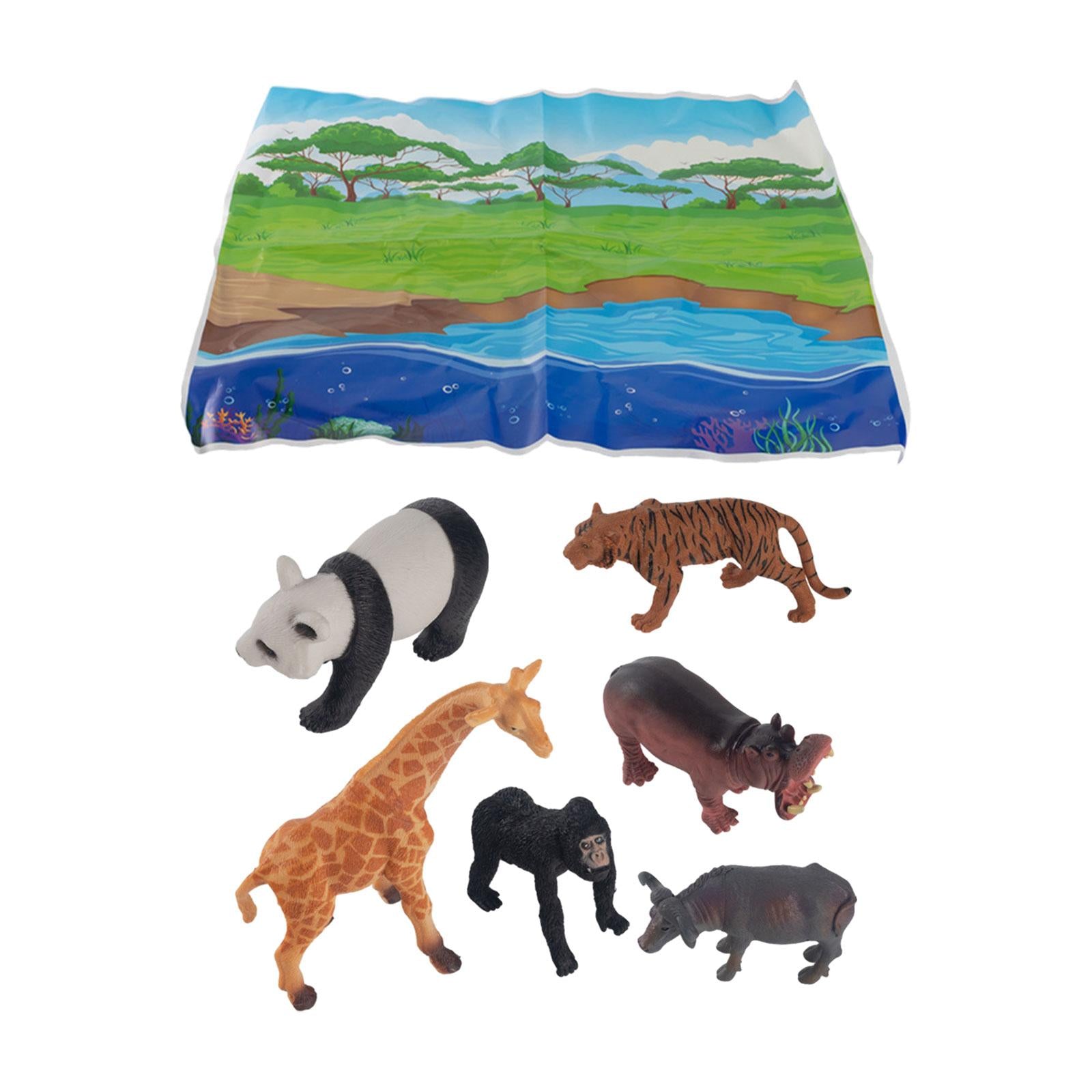 6x Realistic Animals Figures for Desktop Decor Educational Toys Party Favors Forest