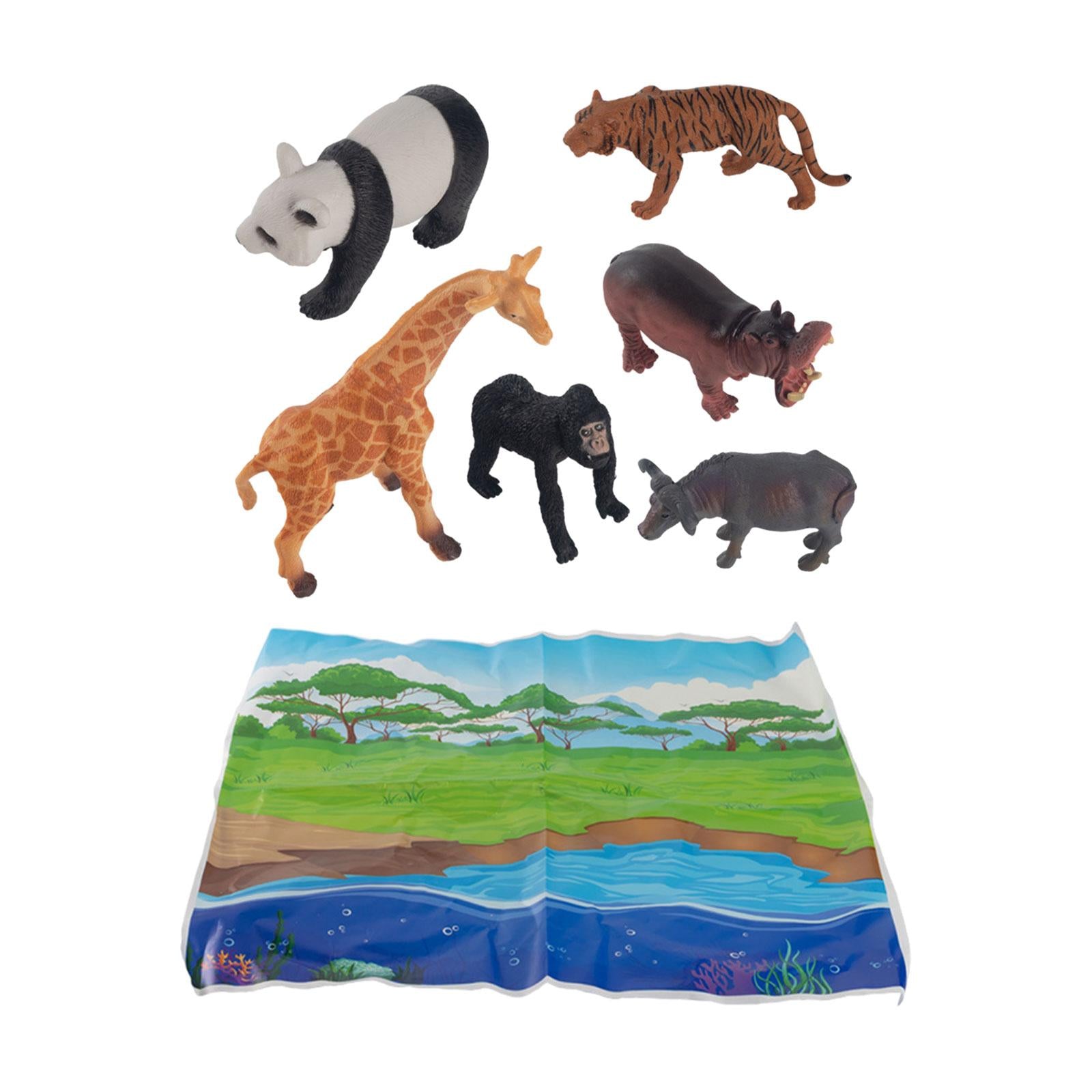 6x Realistic Animals Figures for Desktop Decor Educational Toys Party Favors Forest