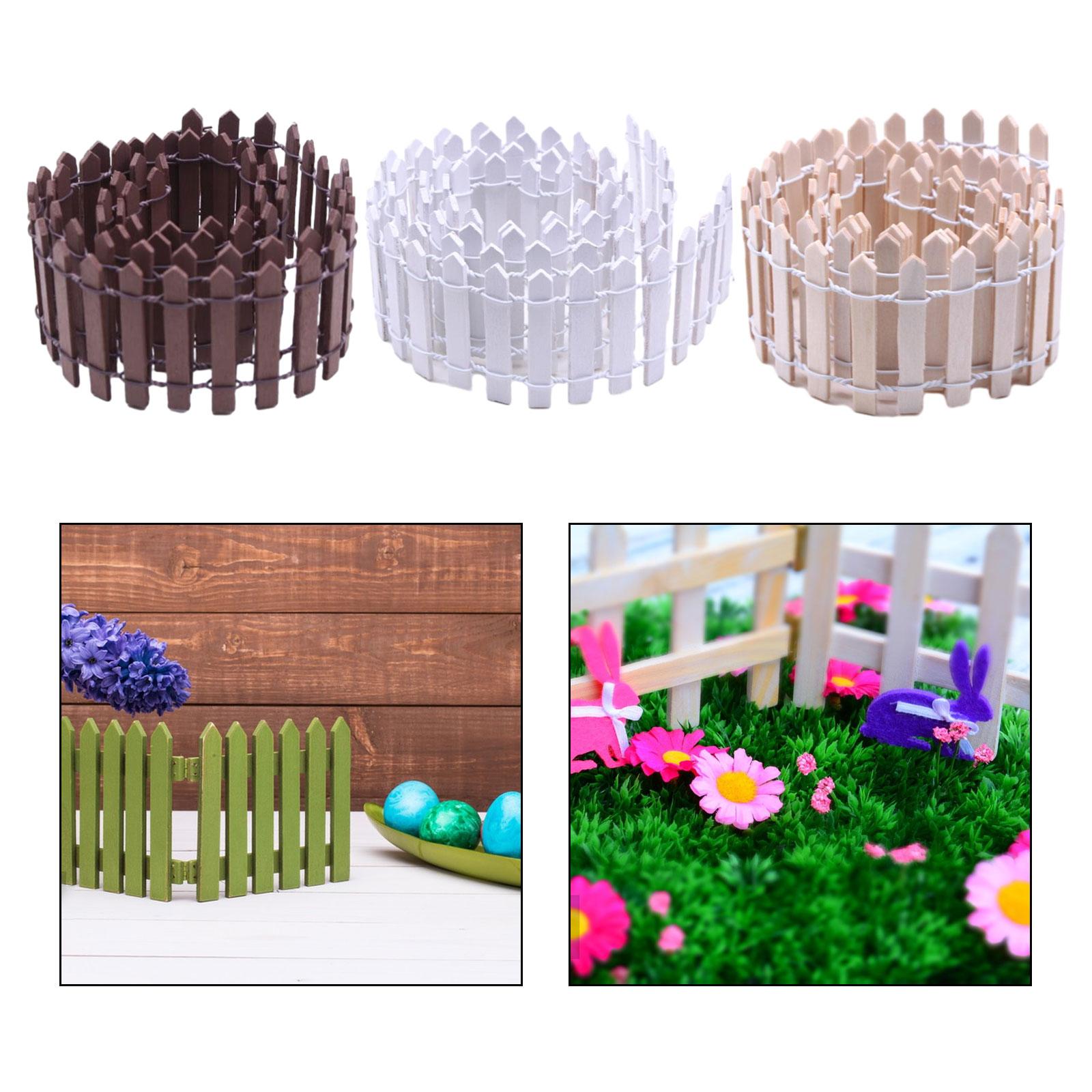 3xMiniature Fairy Garden Fence 90x5cm for Dollhouses Fairy Gardens Accessories Coffee
