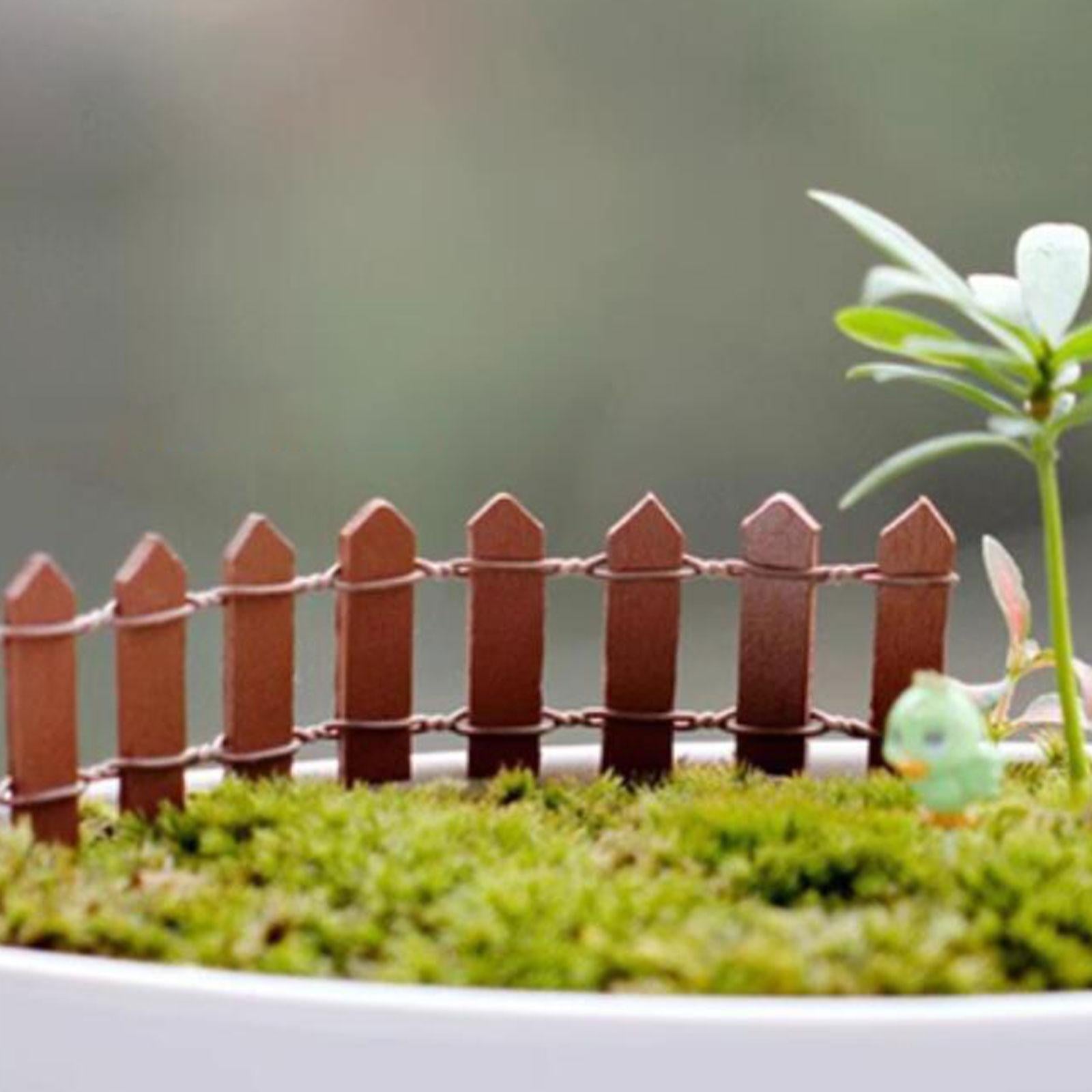 2xMiniature Fairy Garden Fence 90x5cm for Dollhouses Fairy Gardens Accessories Coffee