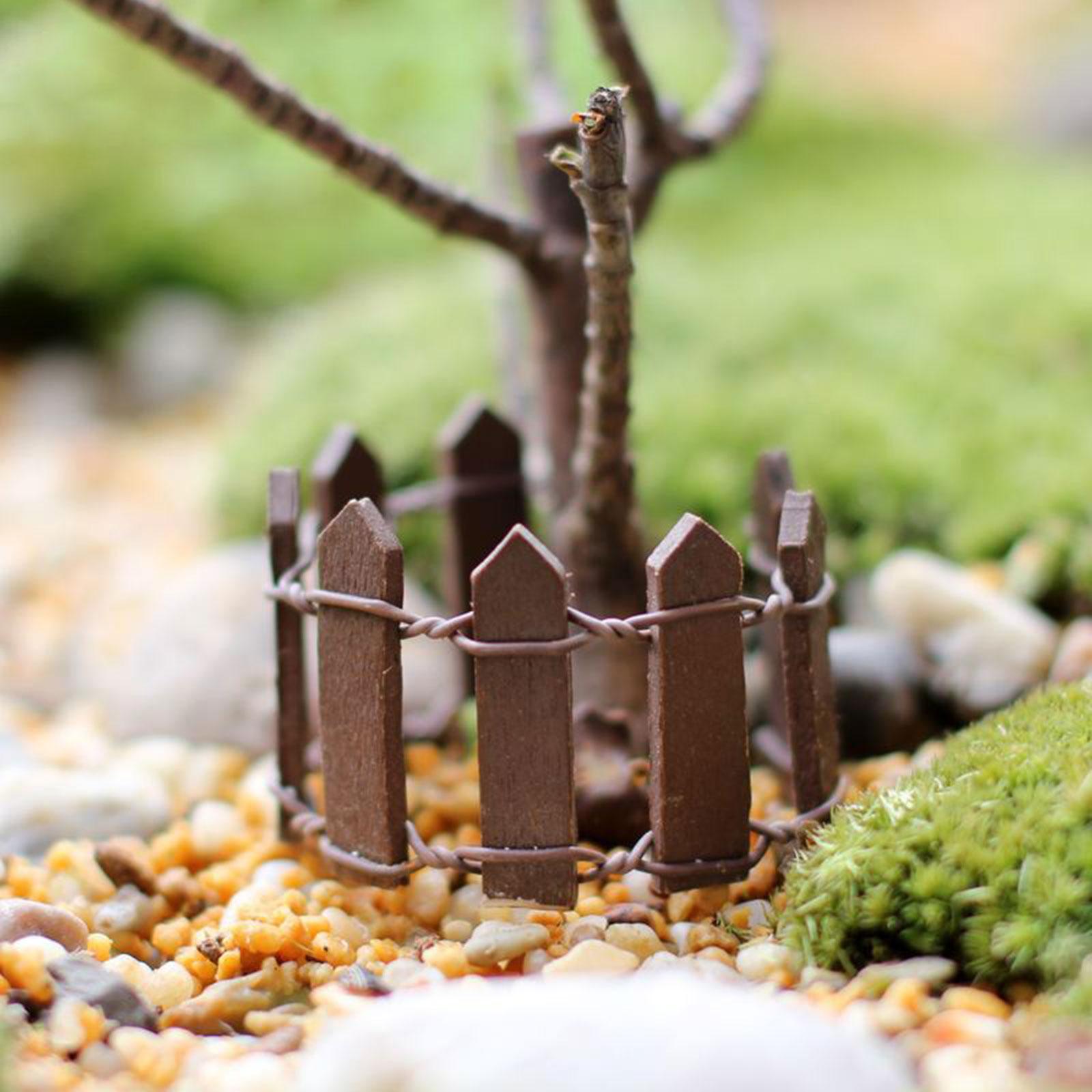 3xMiniature Fairy Garden Fence 90x5cm for Dollhouses Fairy Gardens Accessories Coffee