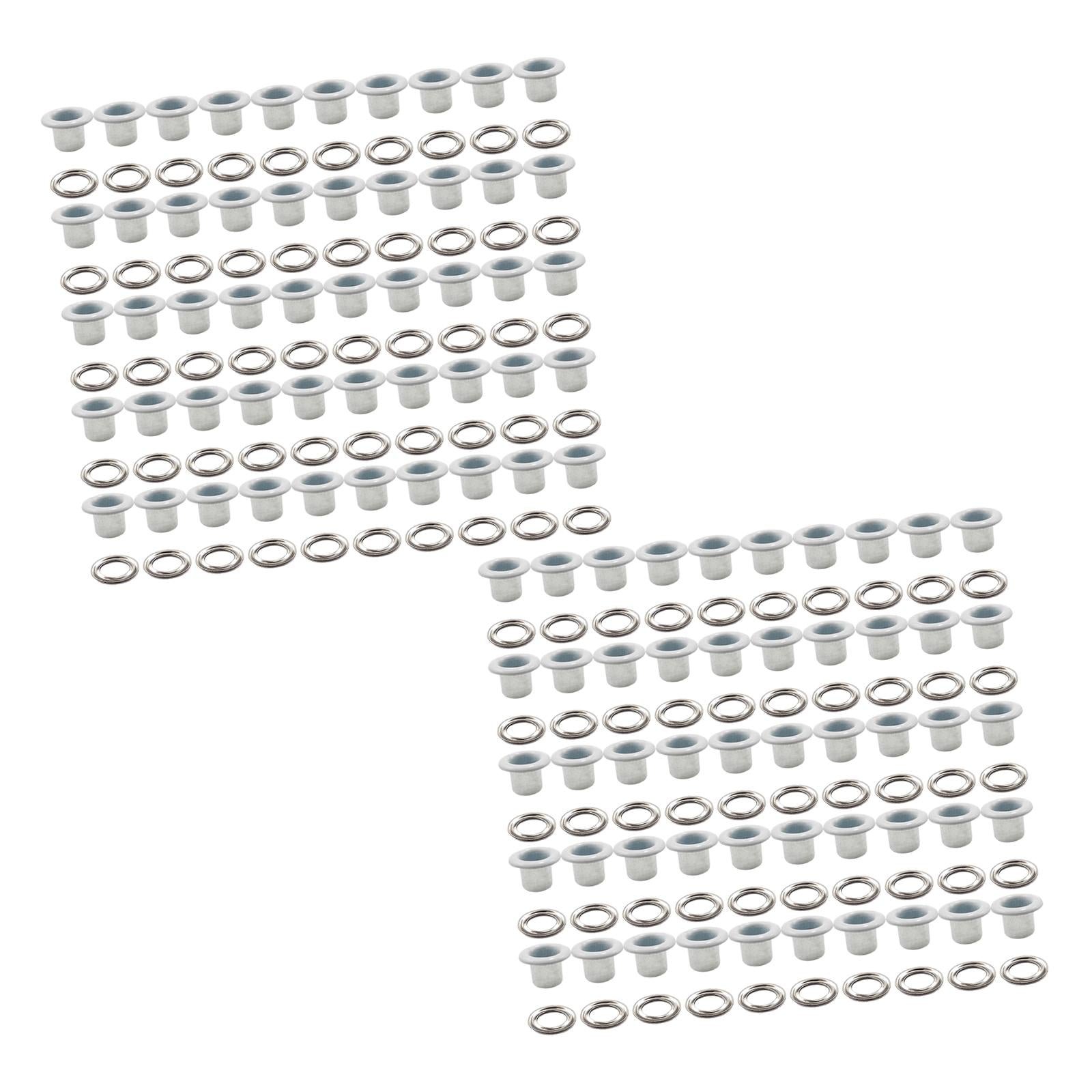 6x100 Pieces Eyelet Grommet Tool Kit Heavy Duty for Scrapbooking Clothes Shoes white