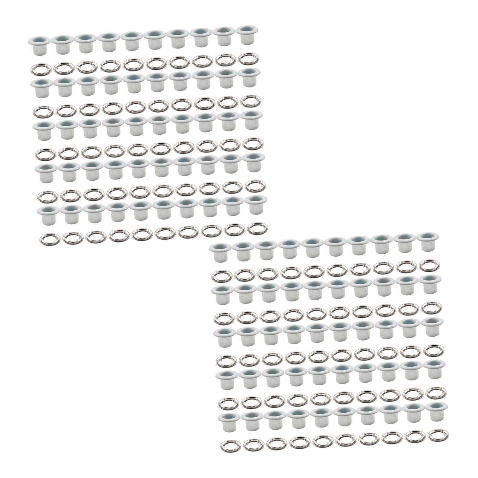 6x100 Pieces Eyelet Grommet Tool Kit Heavy Duty for Scrapbooking Clothes Shoes white