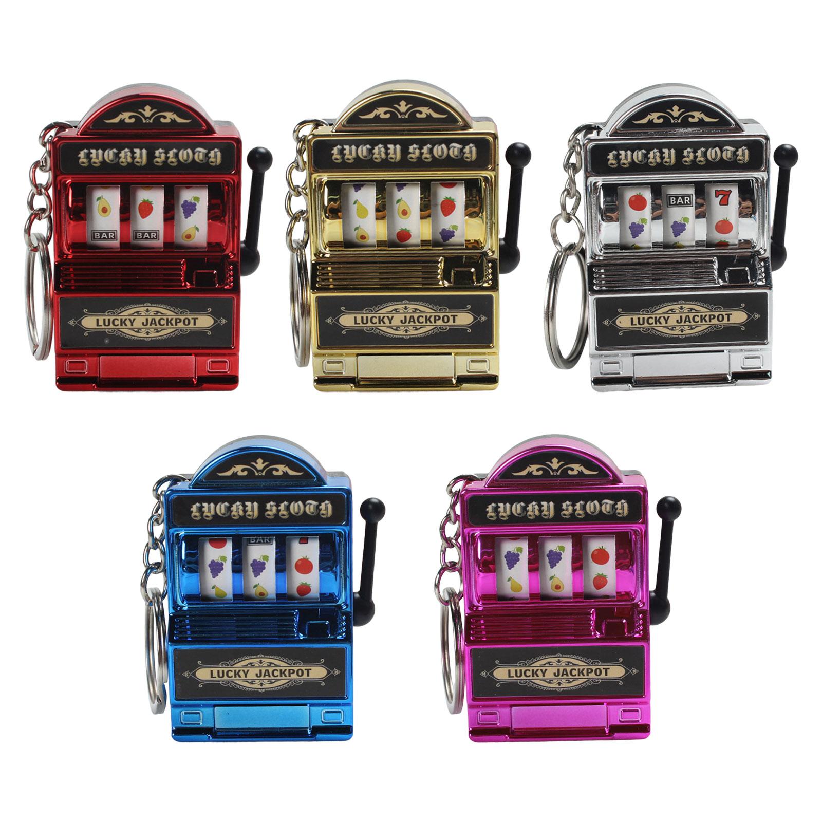 3xMini Slot Machine Keychain Festival Novelty Mini Arcade Game Toy for Boy Men Blue