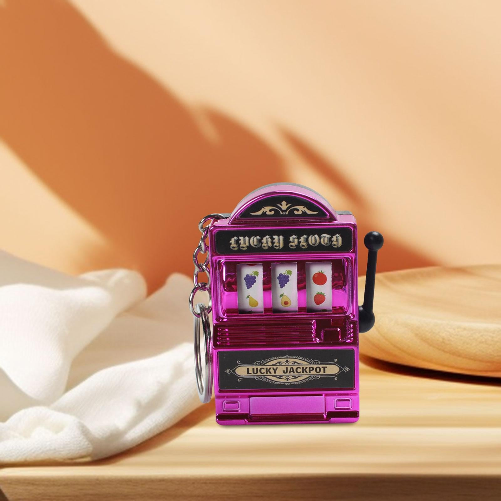 2xMini Slot Machine Keychain Festival Novelty Mini Arcade Game Toy for Boy Men Violet