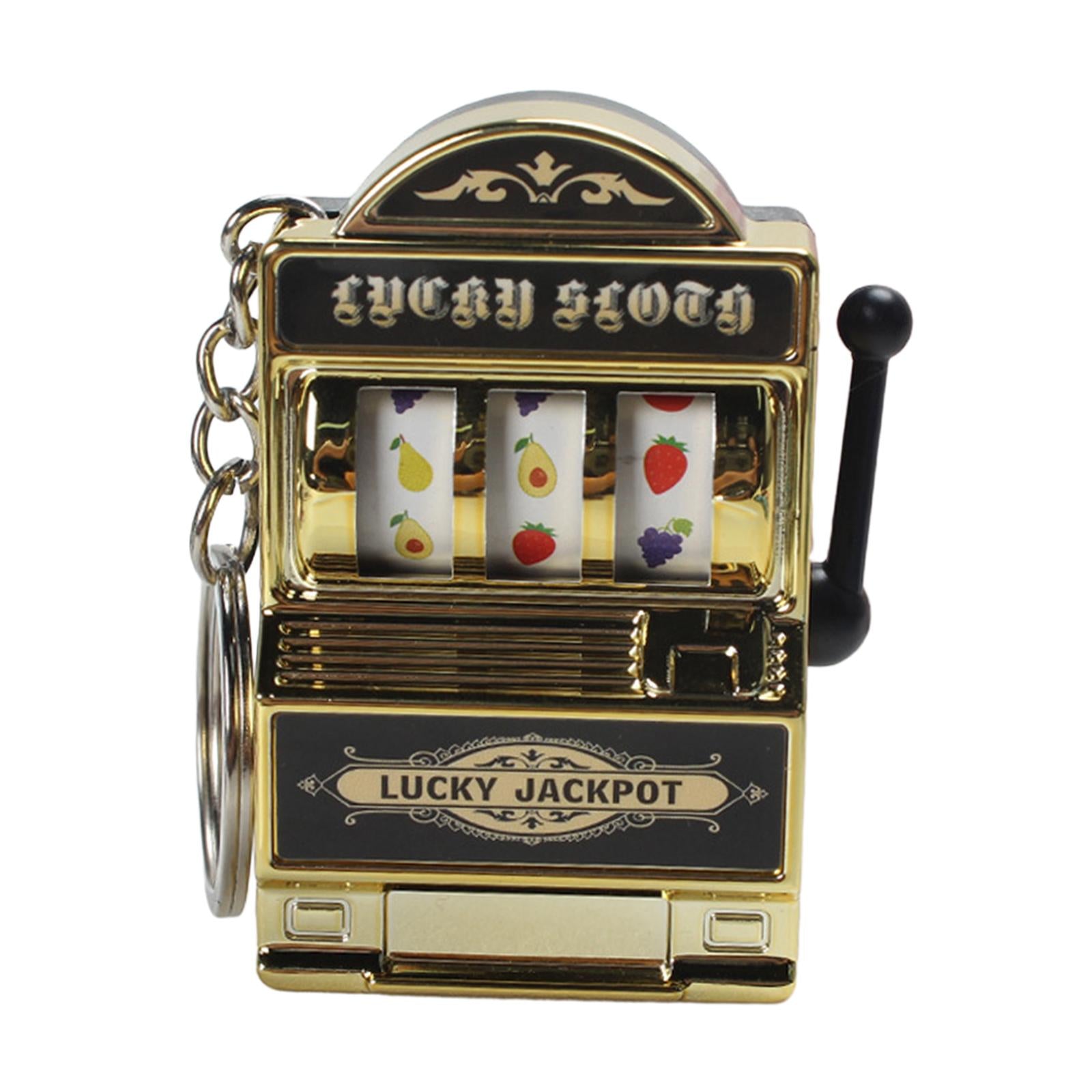 2xMini Slot Machine Keychain Festival Novelty Mini Arcade Game Toy for Boy Men Gold