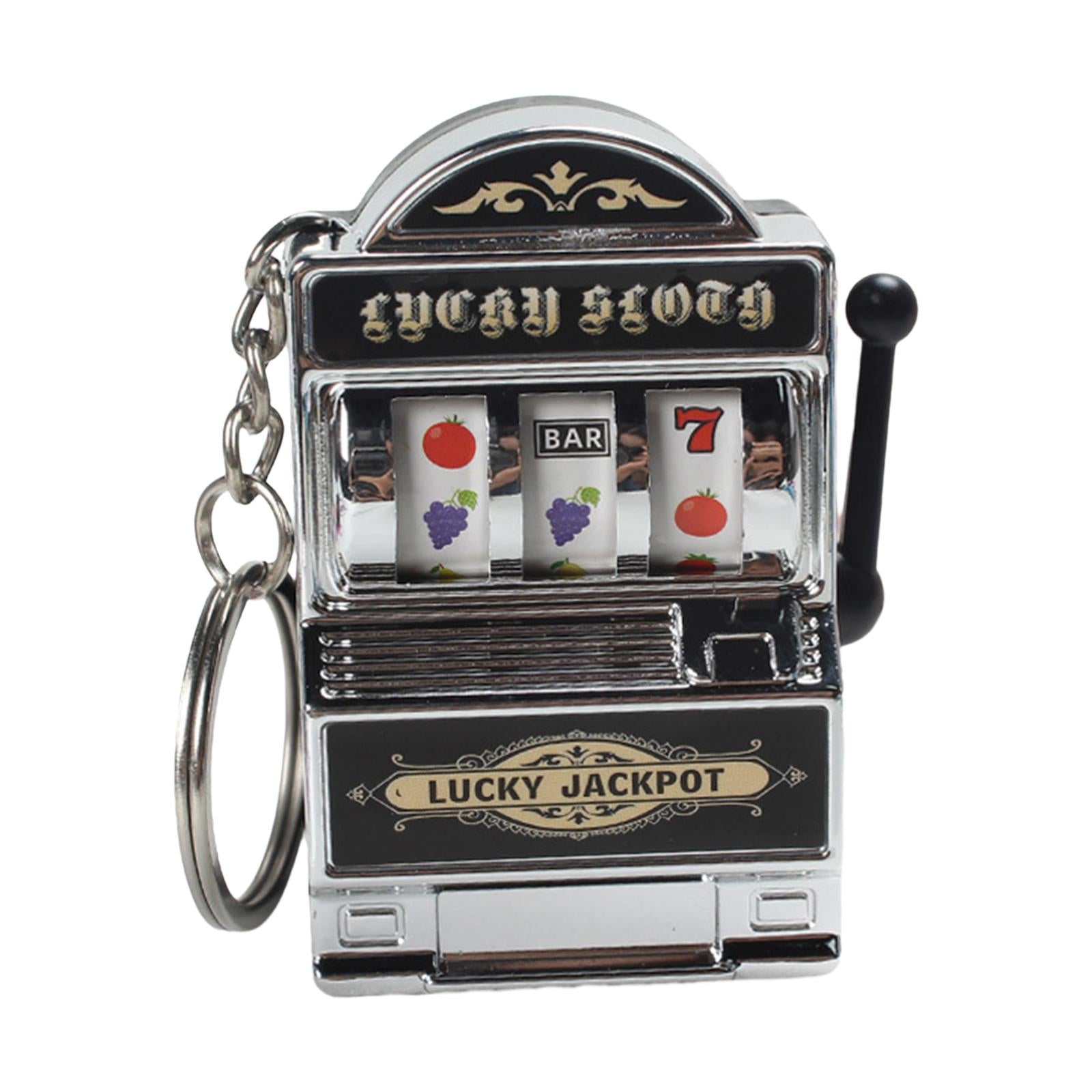 2xMini Slot Machine Keychain Festival Novelty Mini Arcade Game Toy for Boy Men Argent