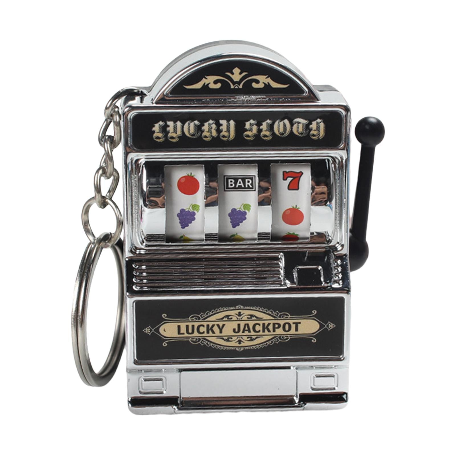 4xMini Slot Machine Keychain Festival Novelty Mini Arcade Game Toy for Boy Men Argent