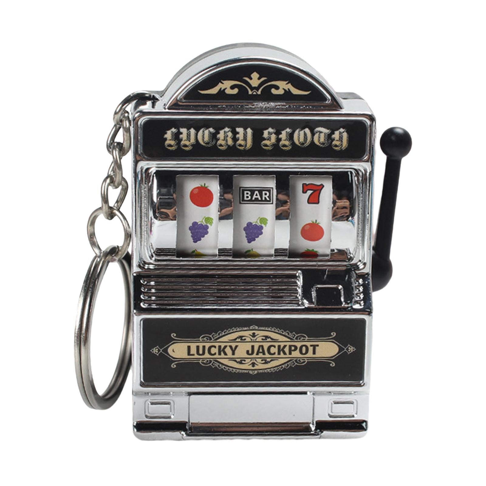 4xMini Slot Machine Keychain Festival Novelty Mini Arcade Game Toy for Boy Men Argent