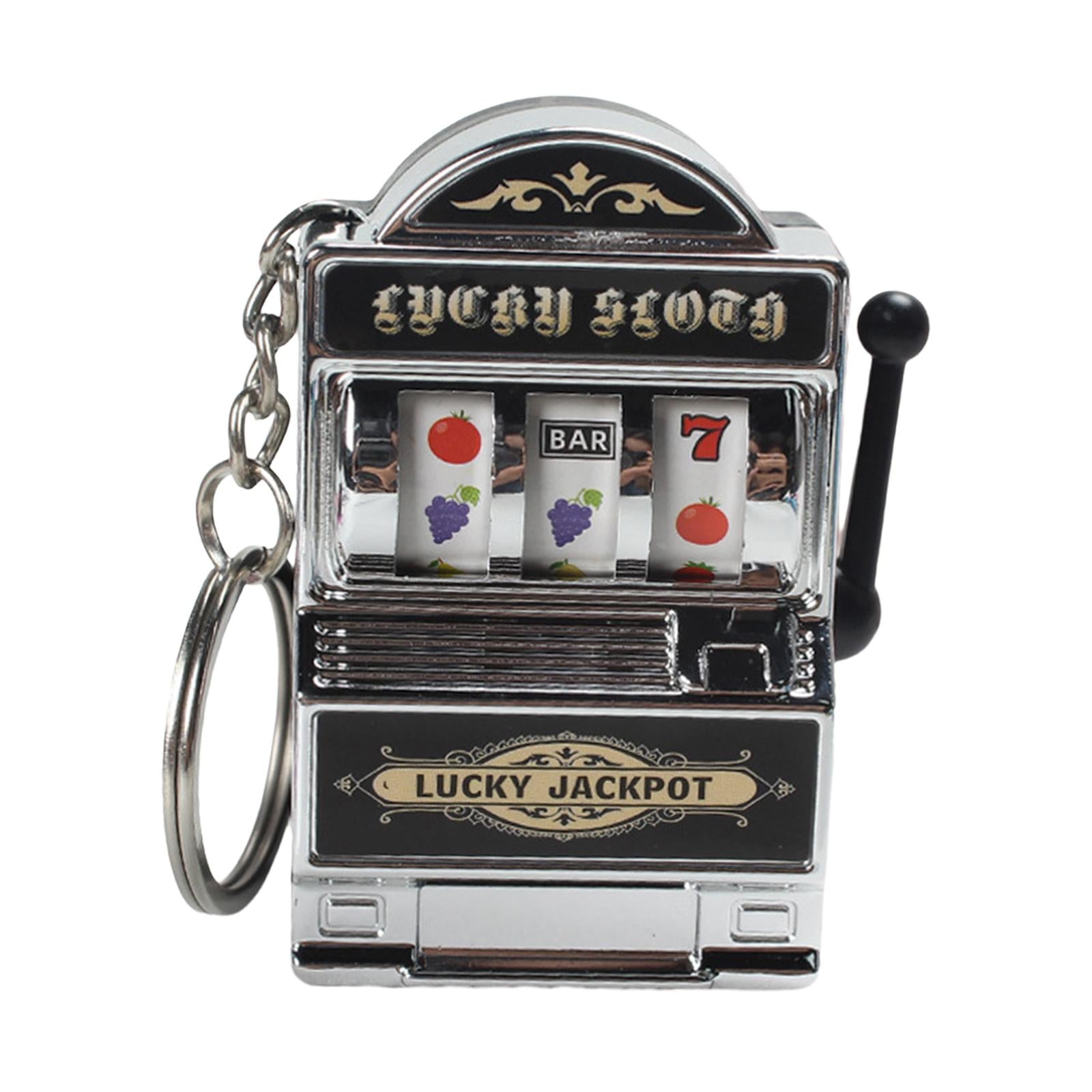 2xMini Slot Machine Keychain Festival Novelty Mini Arcade Game Toy for Boy Men Argent