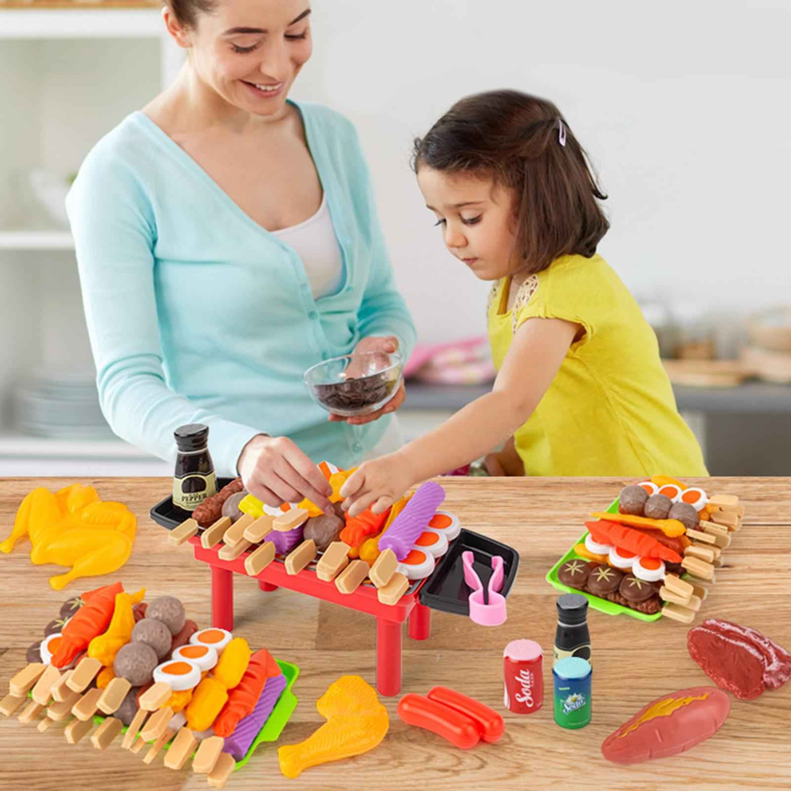 Pretend Barbecue Grill Playset Toy Simulation for Kids Birthday Gift Toddlers 35pcs