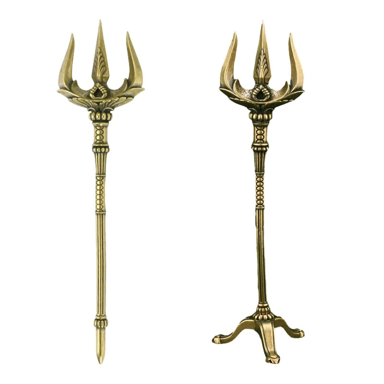 Trident Table Handcrafted Miniature Figurines Brass Ornament Statue without base