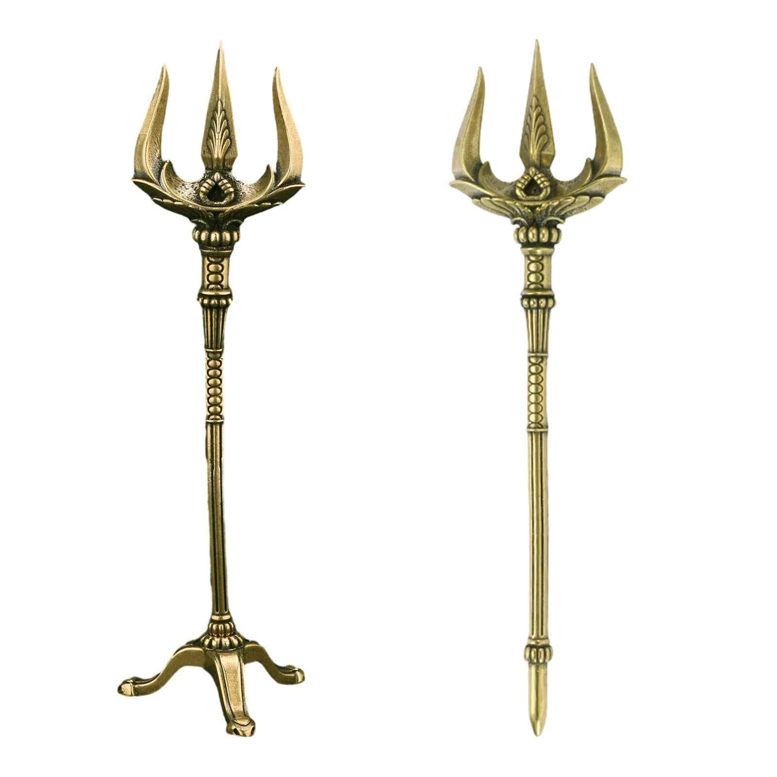 Trident Table Handcrafted Miniature Figurines Brass Ornament Statue without base