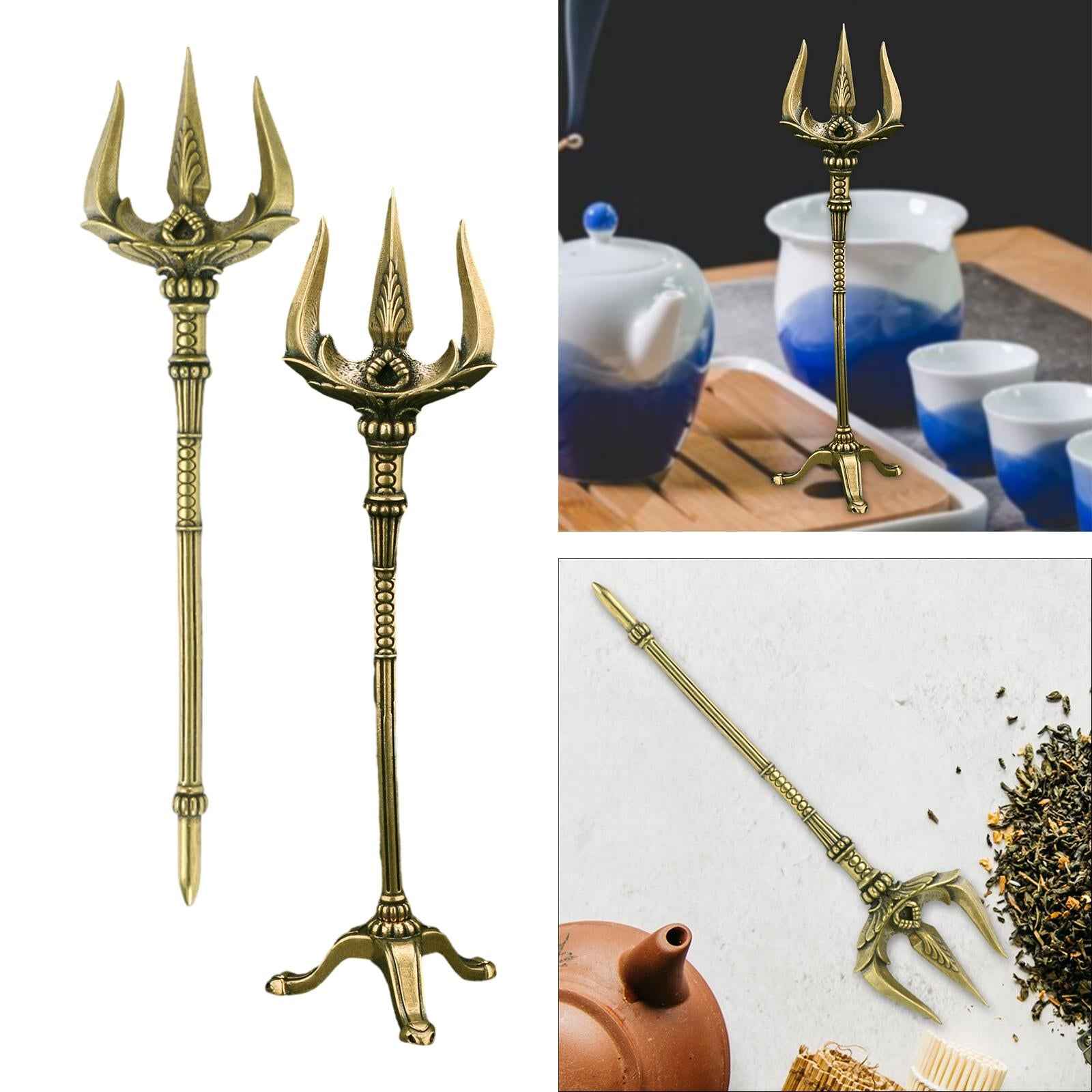 Trident Table Handcrafted Miniature Figurines Brass Ornament Statue without base