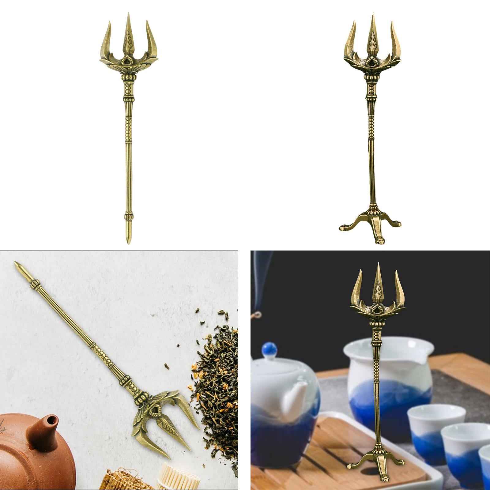 Trident Table Handcrafted Miniature Figurines Brass Ornament Statue without base