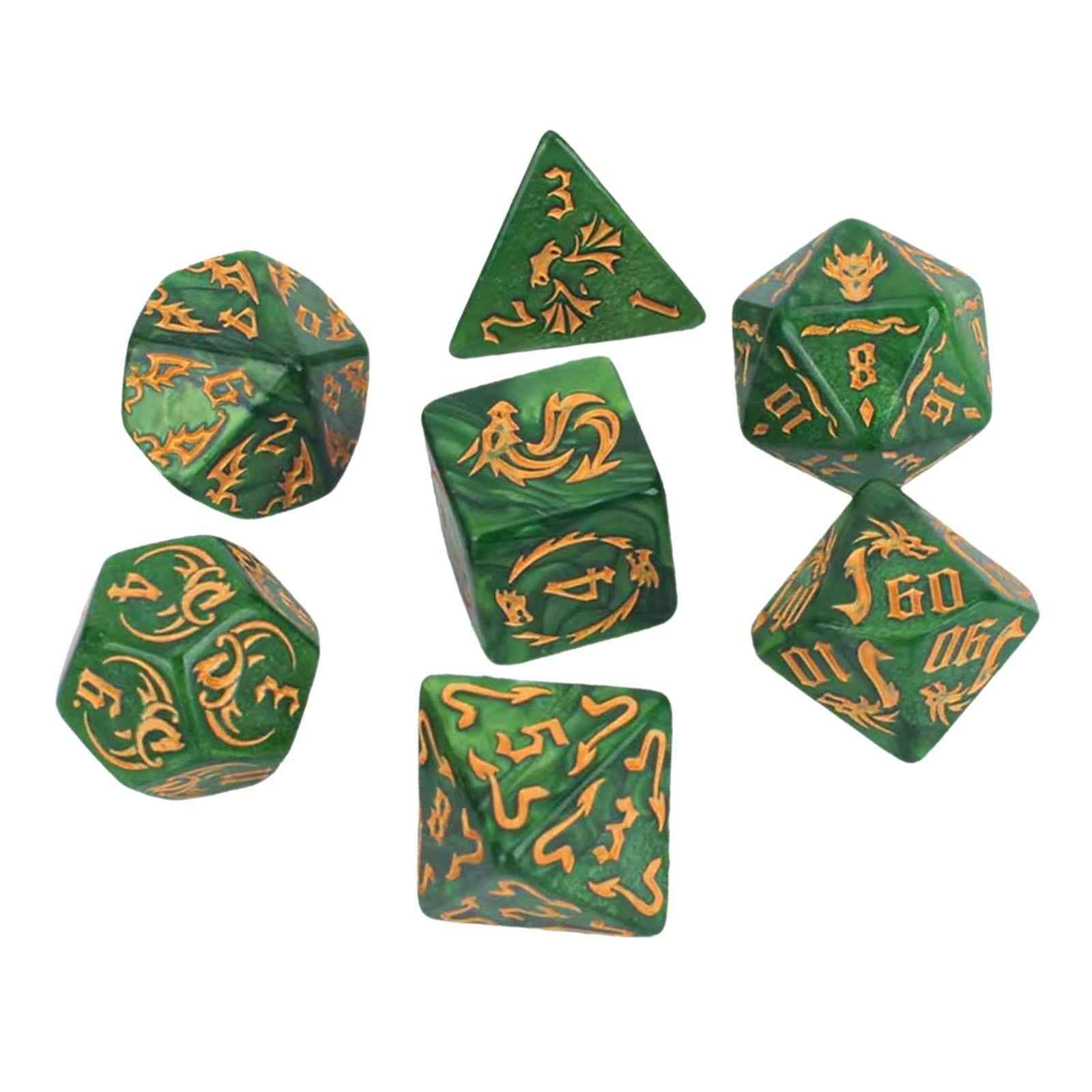 7 Pieces Polyhedral Dices Party Game Dices Game Dices Set for KTV Card Games green