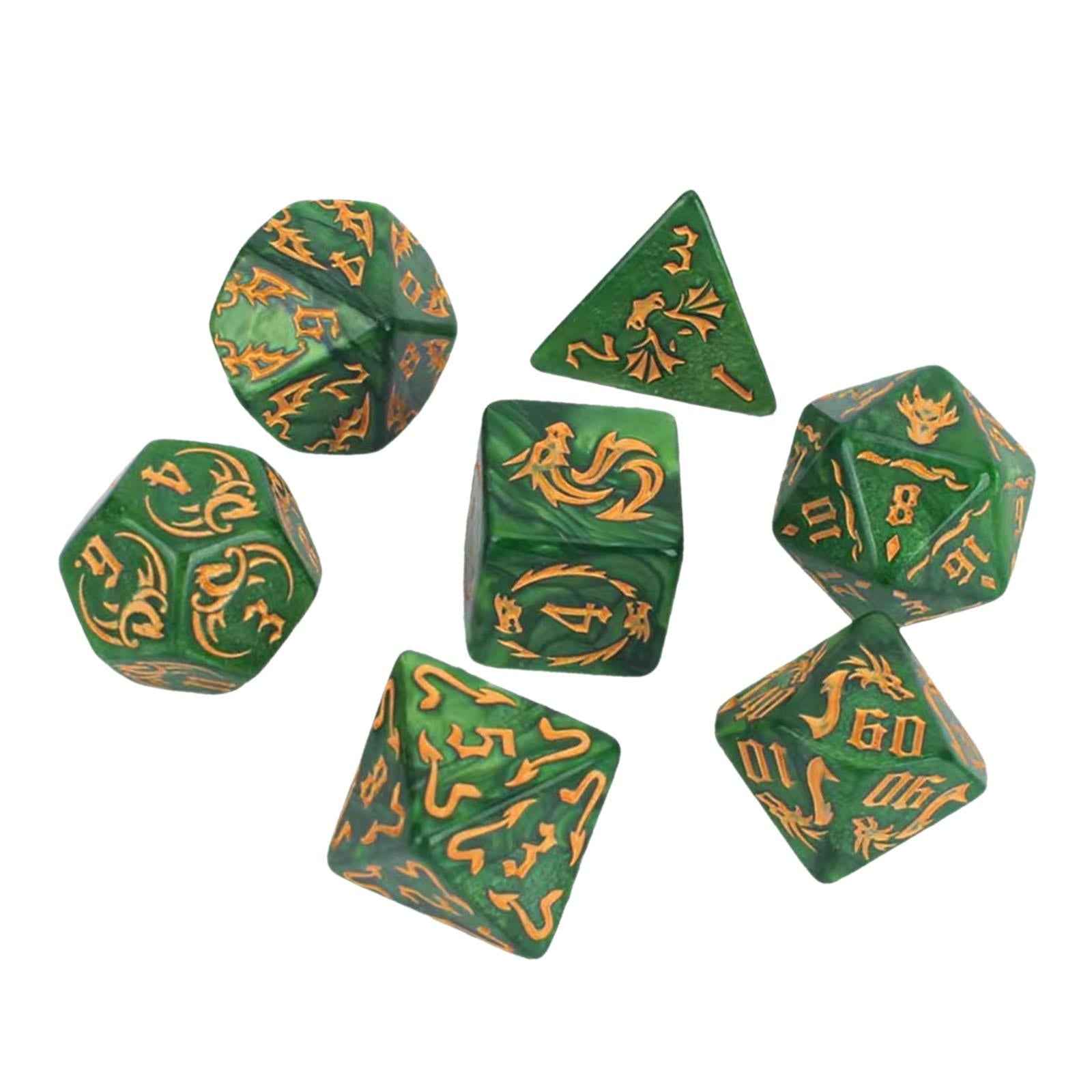 7 Pieces Polyhedral Dices Party Game Dices Game Dices Set for KTV Card Games green